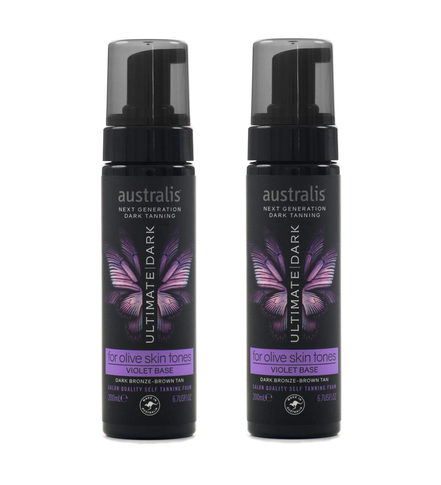 Australis Ultimate Dark Self Tanning Foam 200ml - Olive Skin Tones - Violet Base - Set of 2
