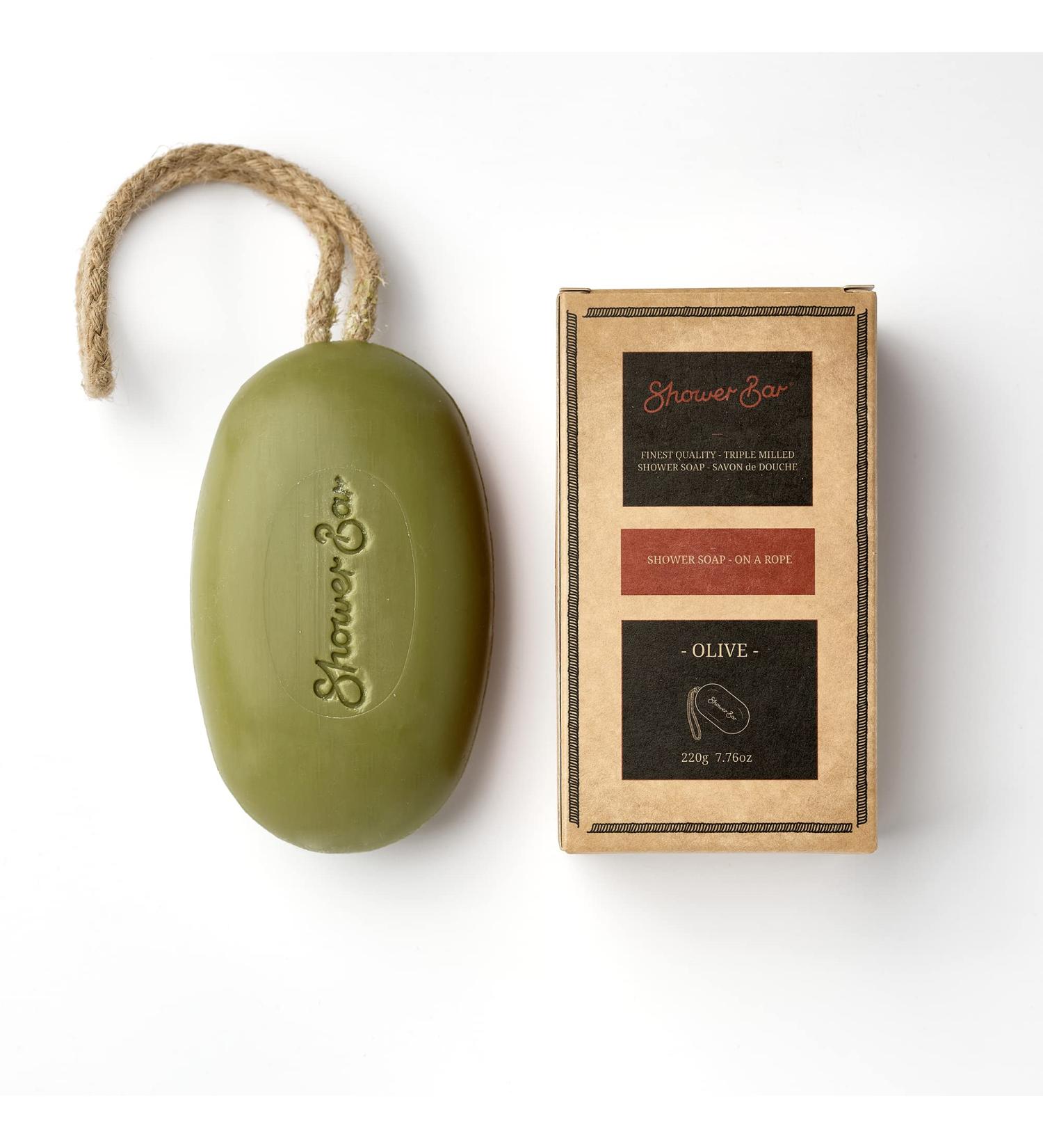 Olive Scented Shower Soap on a Rope with Shea Butter - 220g Solid Shower Gel Bar, Eco Friendly Vegan, Plastic-free, Moisturizing Body Wash - 1 Count - Buy Online on GoSupps.com
