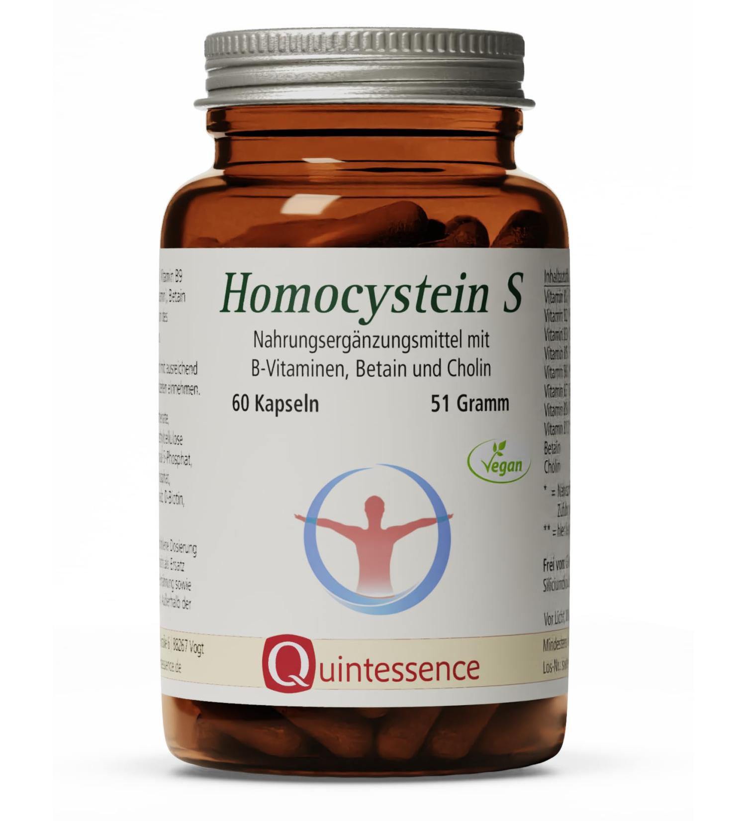 Quintessence Homocysteine S - High Dose 60 Capsules | Essential B Vitamins for Homocysteine Metabolism - Buy Online on GoSupps.com