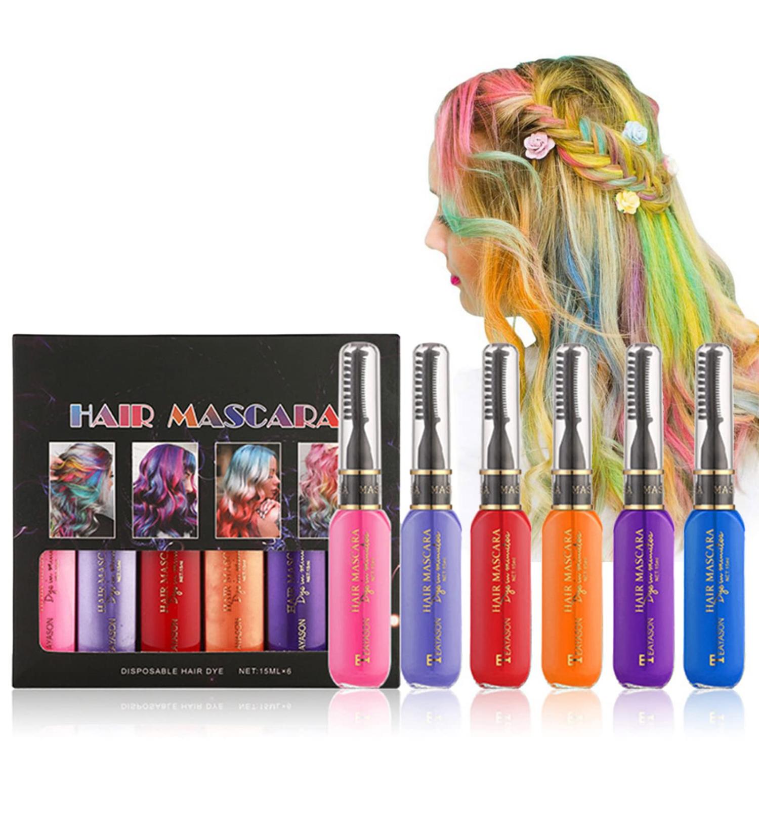 RoseFlower 6 Colours Hair Chalk Combs - Washable Temporary Hair Dye for Kids, Boys, Girls, Women - Pink, Purple, Blue, Orange - Carnival, Birthday, Cosplay, Halloween, Xmas - Buy Online on GoSupps.com