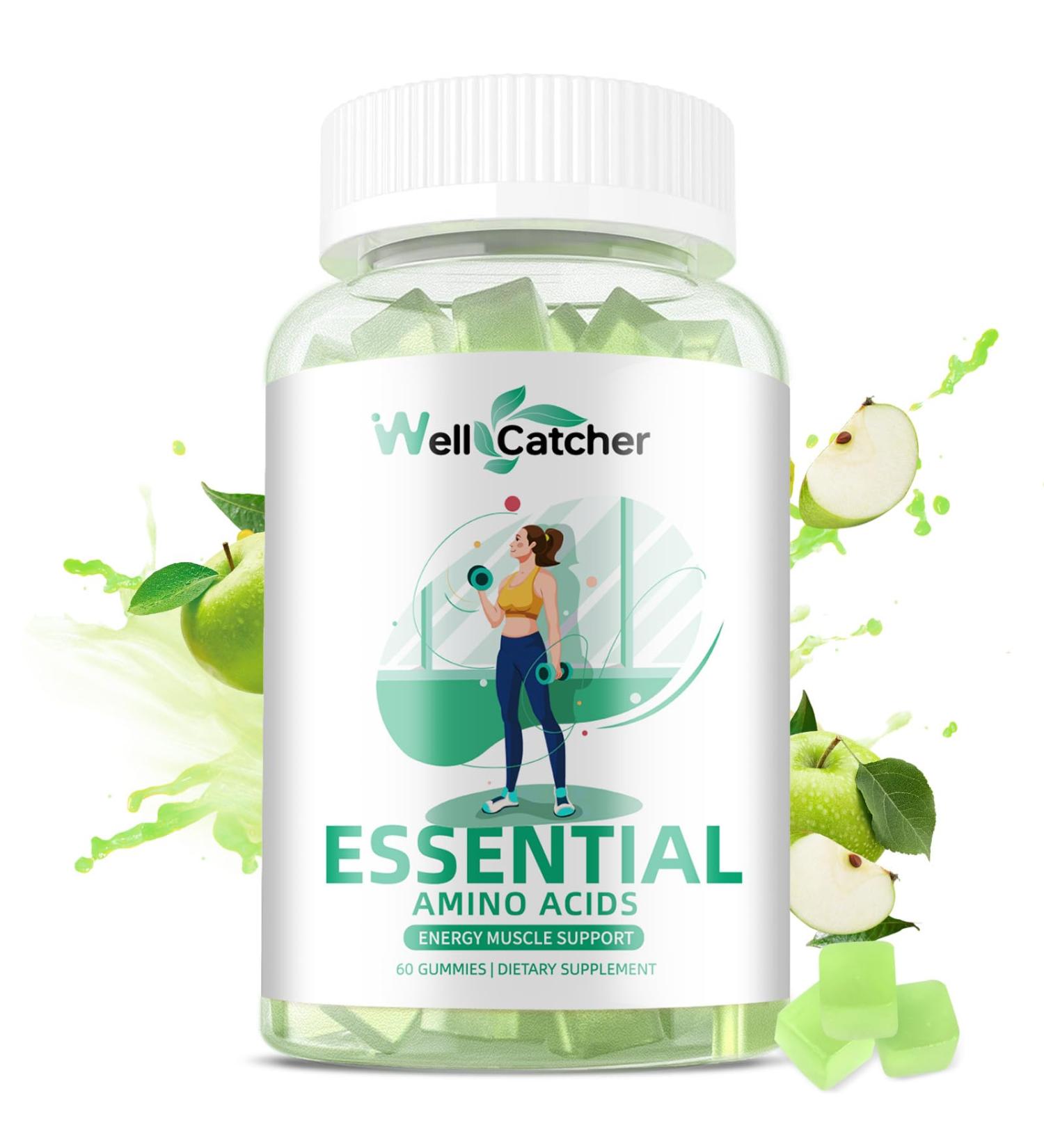 EAA Gummies Essential Amino Acids - All 9 Essential Aminos and All Branched-Chain Aminos (BCAAs) with Muscle Recovery Energy Support Sugar Free Green Apple Flavor 30 Servings 1 - Buy Online on GoSupps.com