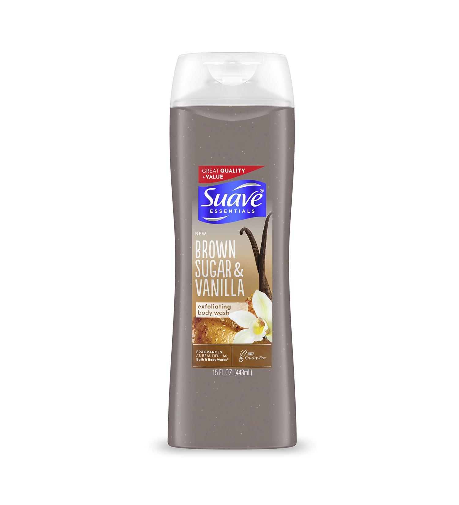 Suave Exfoliating Body Wash - Brown Sugar and Vanilla 15 oz | Gentle Exfoliation for Women | Cruelty-Free | PETA Certified | Vanilla Scent | 1-Pack - Buy Online on GoSupps.com