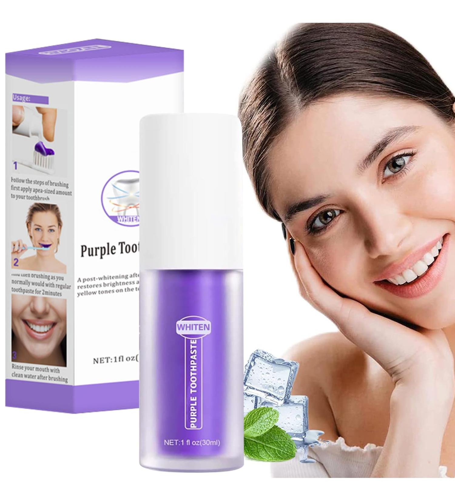 Purple Teeth Whitening Toothpaste - Deep Stain Removal for White Teeth | Remove Coffee & Yellow Stains (1 Pack) - Buy Online on GoSupps.com