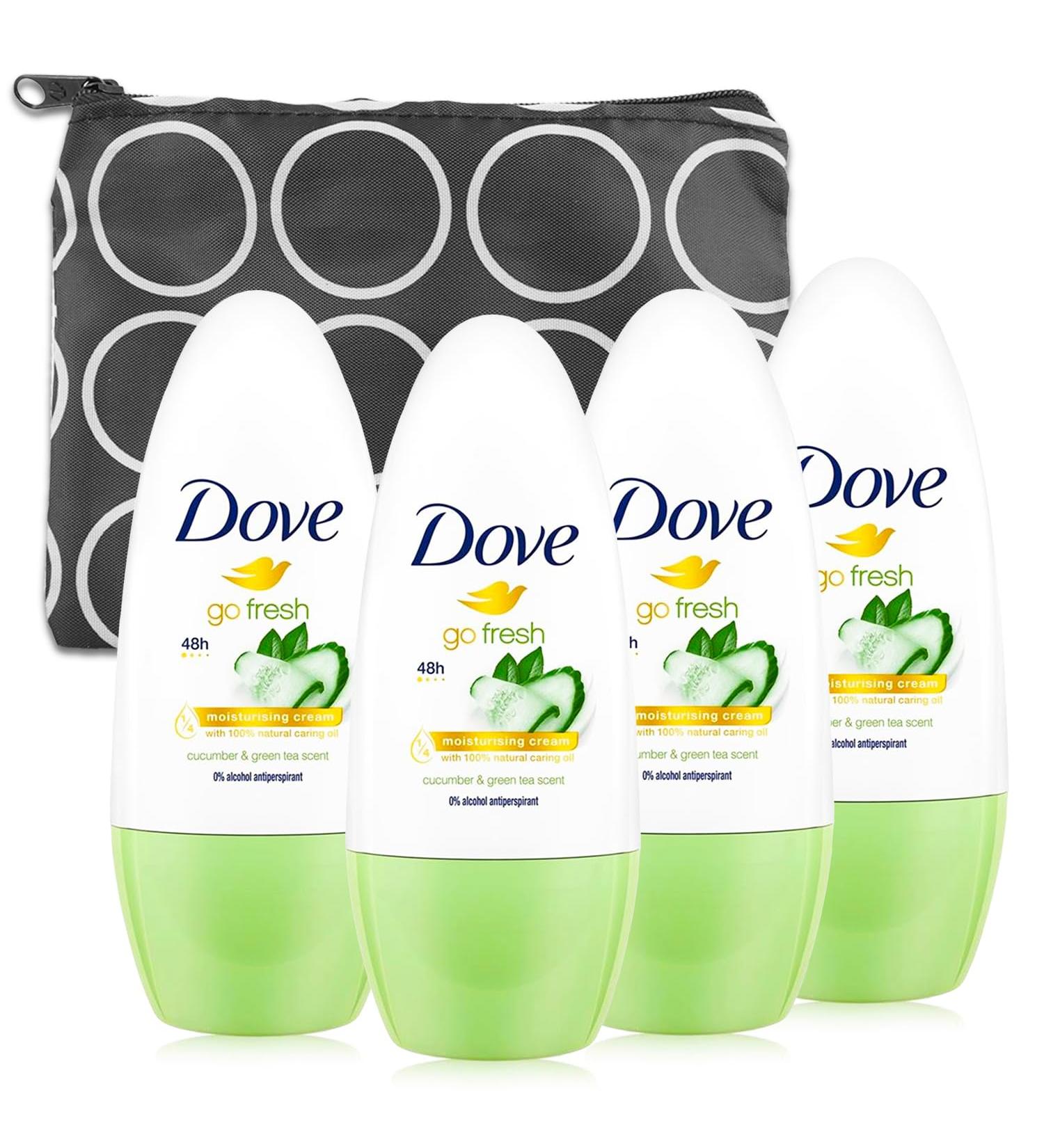 Dove Women's Deodorant Cucumber and Green Tea - Bundle with 4 Cucumber Women's Deodorant Sticks with 48 Hour Protection Plus Bag | Women's Deodorant and Antiperspirant Pack of 4