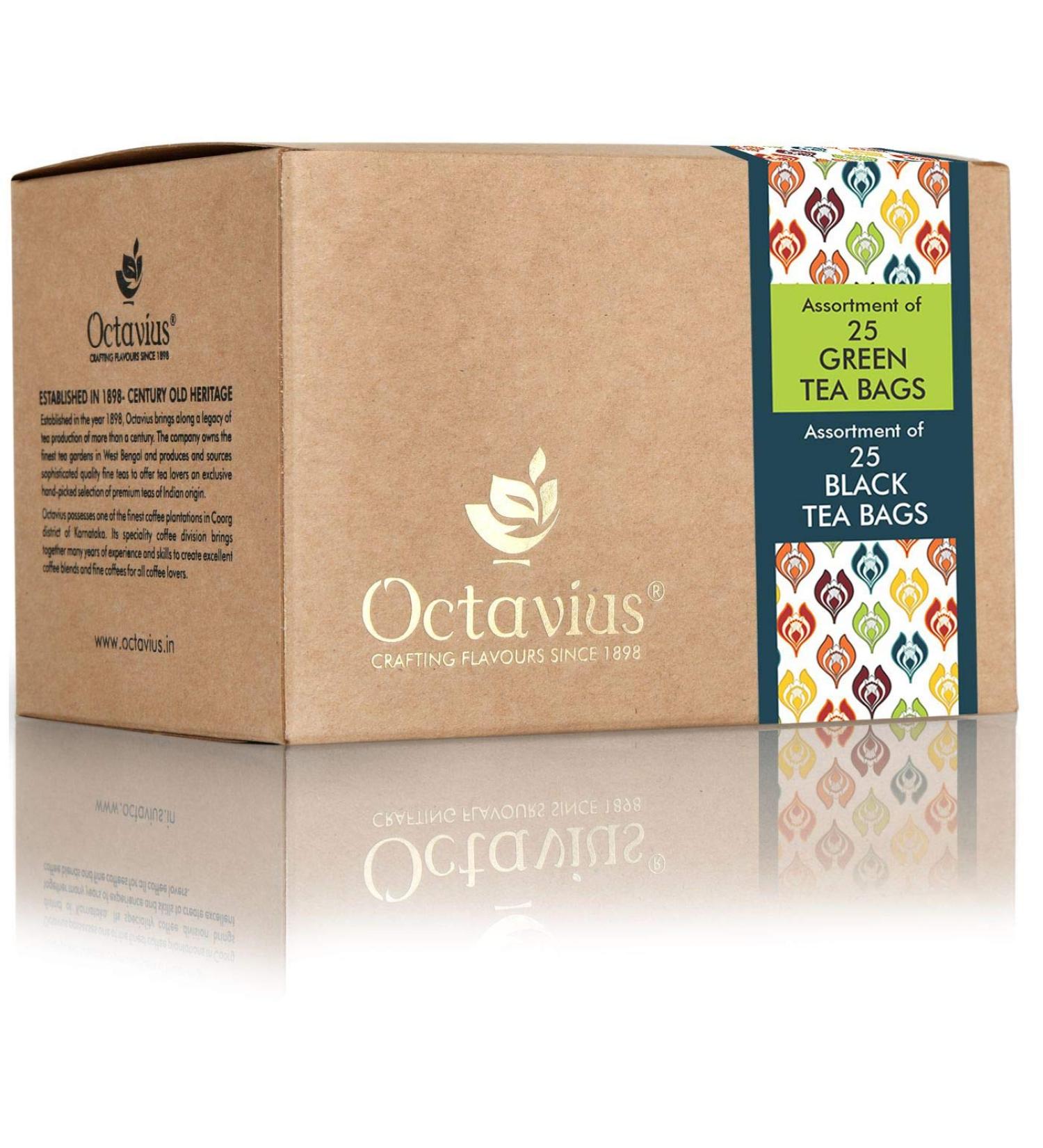 Octavius Teabags Sampler Pack - 6 Assorted Tea Flavors - Perfect Gift for Tea and Chai Lovers - 50 Enveloped Teabags - Buy Online on GoSupps.com