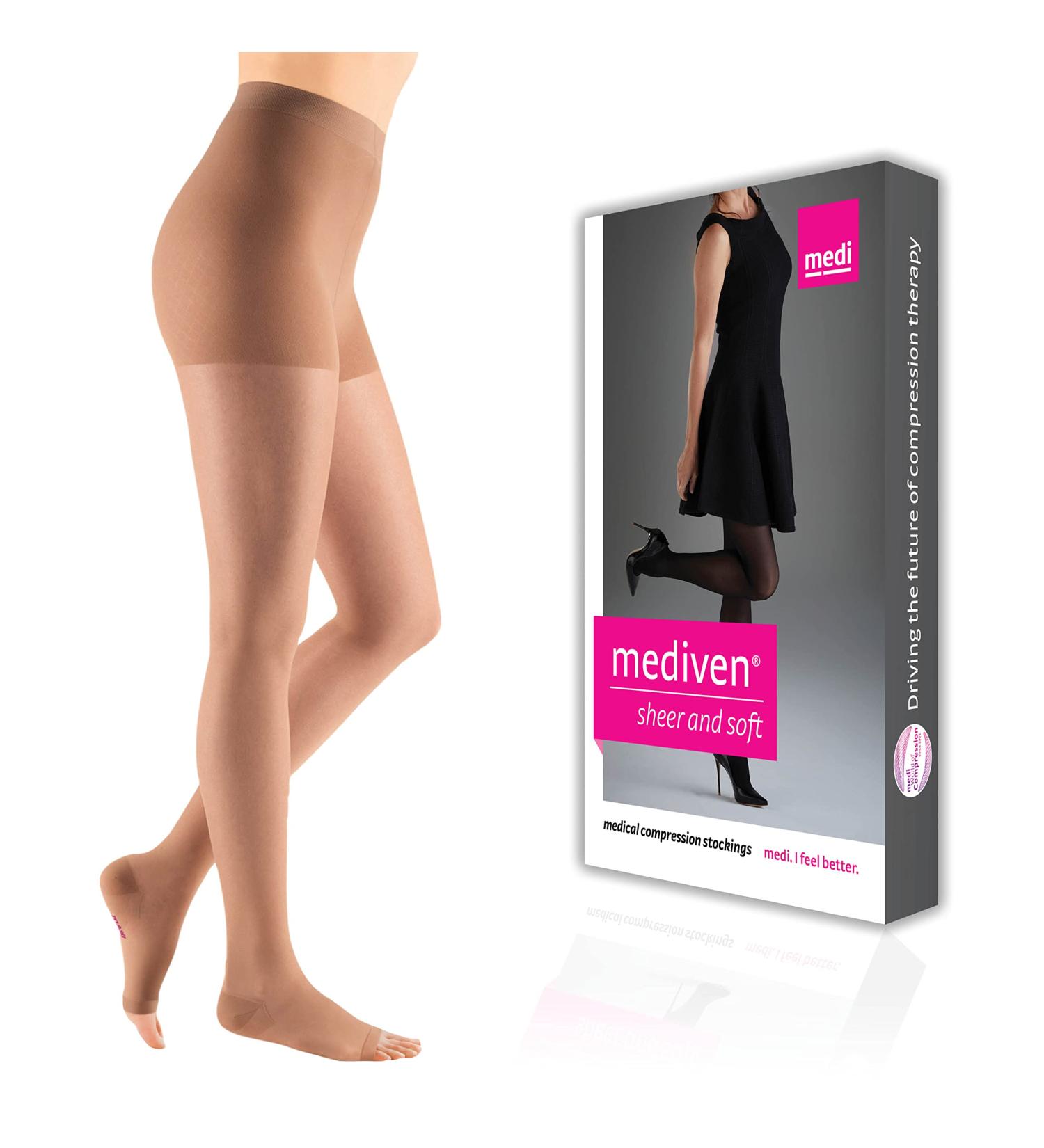 Shop Mediven Sheer & Soft Women's Open Toe Compression Stockings - 15-20 mmHg Natural II-Standard 2 | International Shipping Available - Buy Online on GoSupps.com