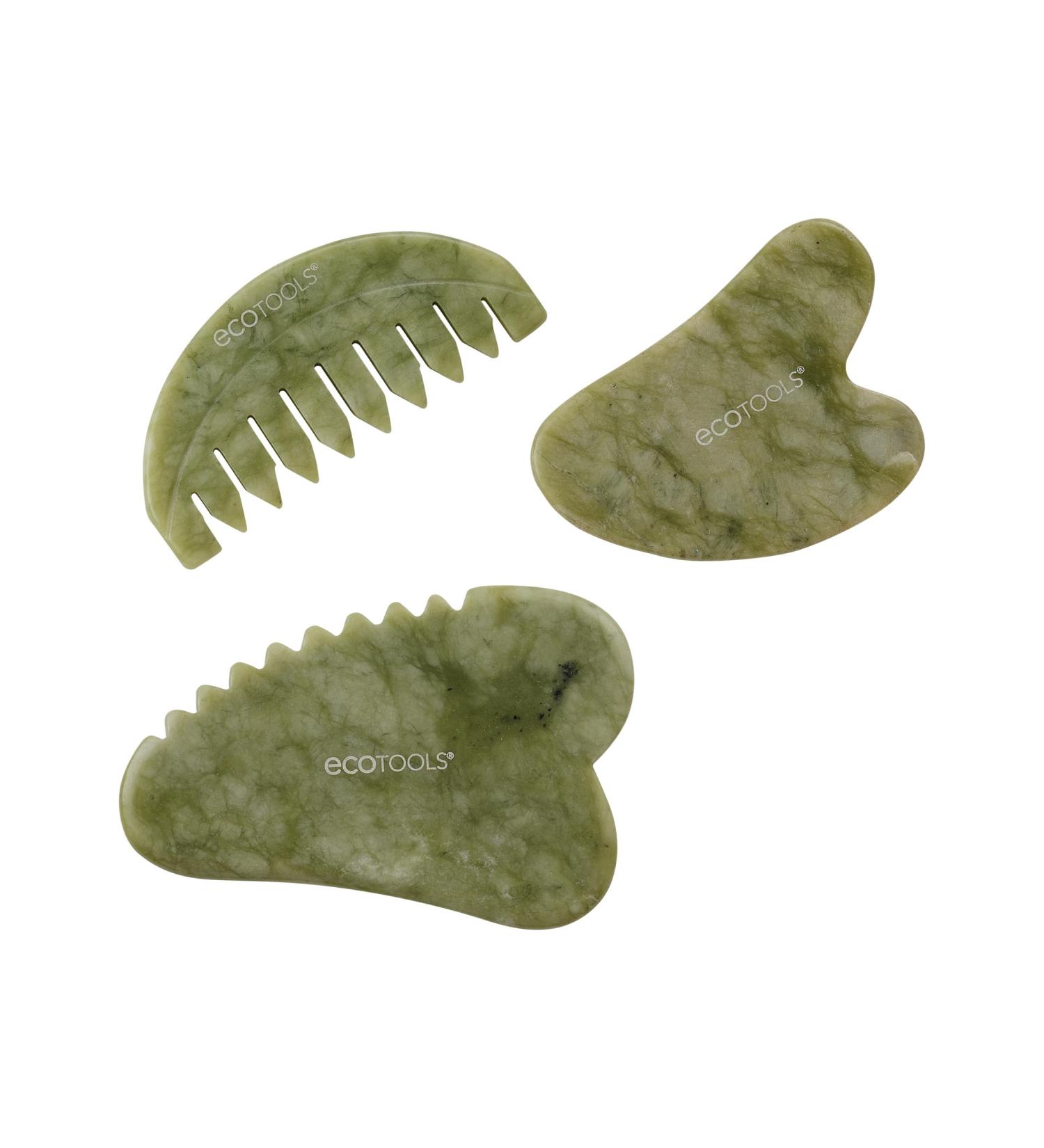 EcoTools Limited Edition Gua Sha Kit Scalp Body & Face Jade Stone Gua Shas Sculpt Depuff & Massage 3 Piece Gift Set Gua Sha Set 3CT - Buy Online on GoSupps.com