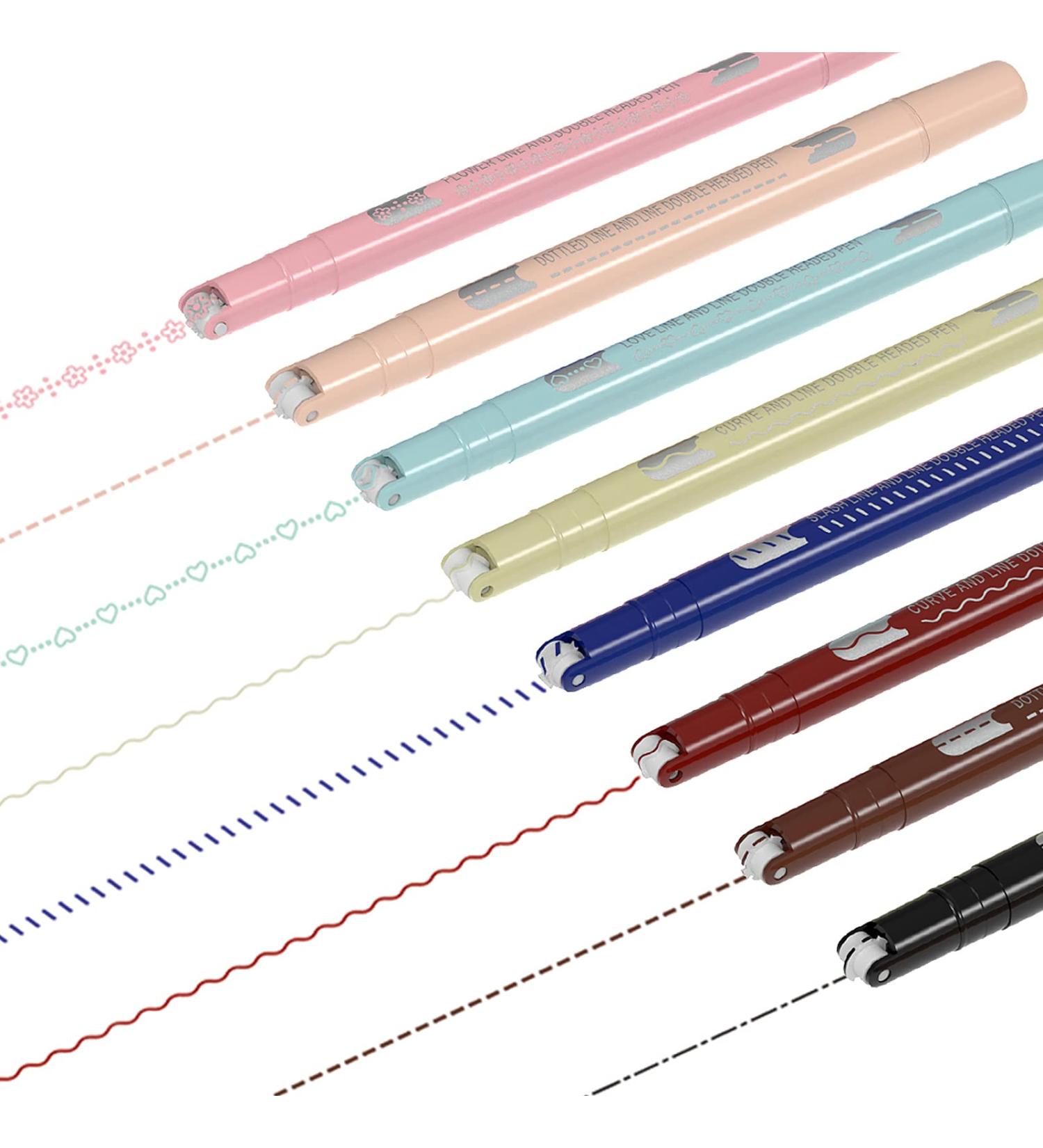 AECHY Colored Curve Dual Tip Pens - 6 Shapes, 8 Colors - Planner Journaling Drawing School Supplies - Curve + Fine Tips (8 pcs) - Buy Online on GoSupps.com