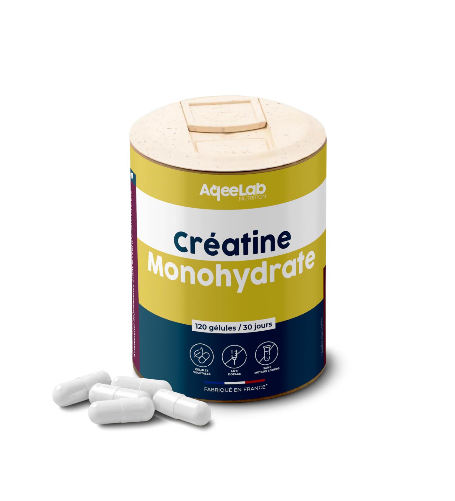 Creatine Monohydrate Energy & Strength Tested in an independent laboratory Made in France AqeeLab Nutrition: the eco-friendly brand (120 capsules) - Buy Online on GoSupps.com