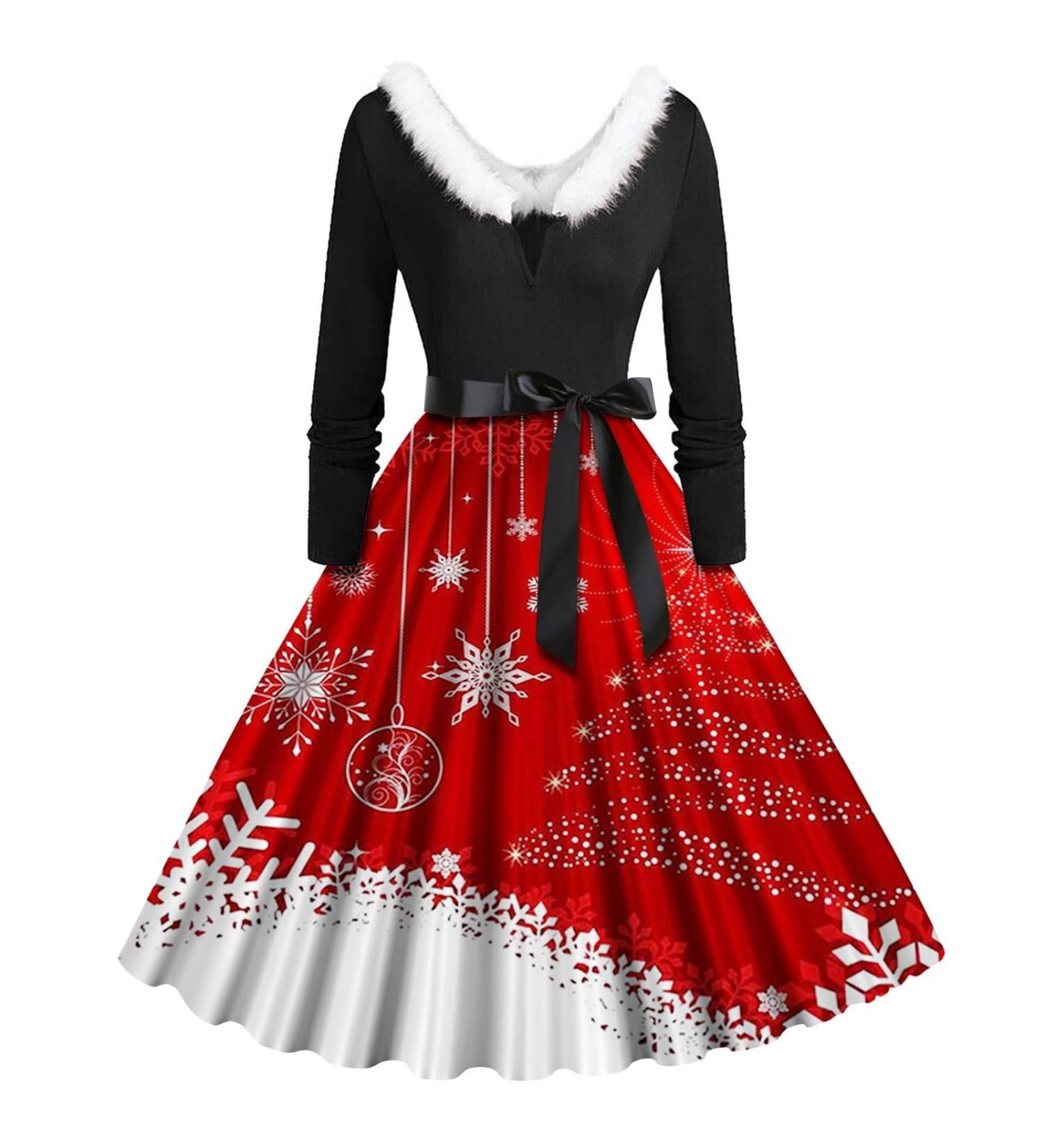 Sexy Christmas Sweater Dress | Long Arm Party Dress with Elk & Snowman Print | Festive Clubwear for Holiday Celebrations - Buy Online on GoSupps.com