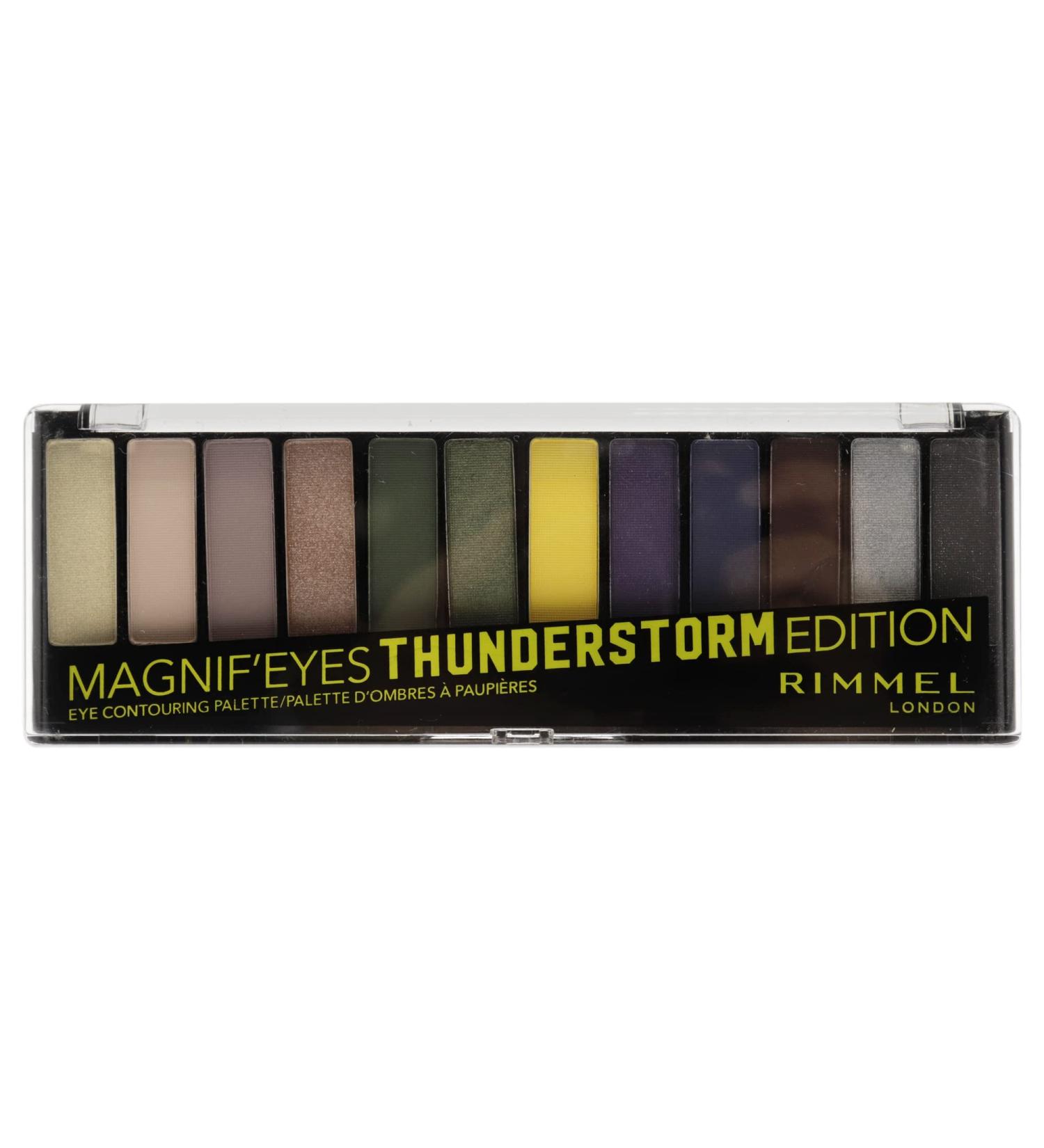 Rimmel London Magnif'Eyes Eyeshadow Palette 12 Shades Blendable Formula Versatile 010 Thunderstorm 0.5oz Thunderstorm 1 Count (Pack of 1) Palette
