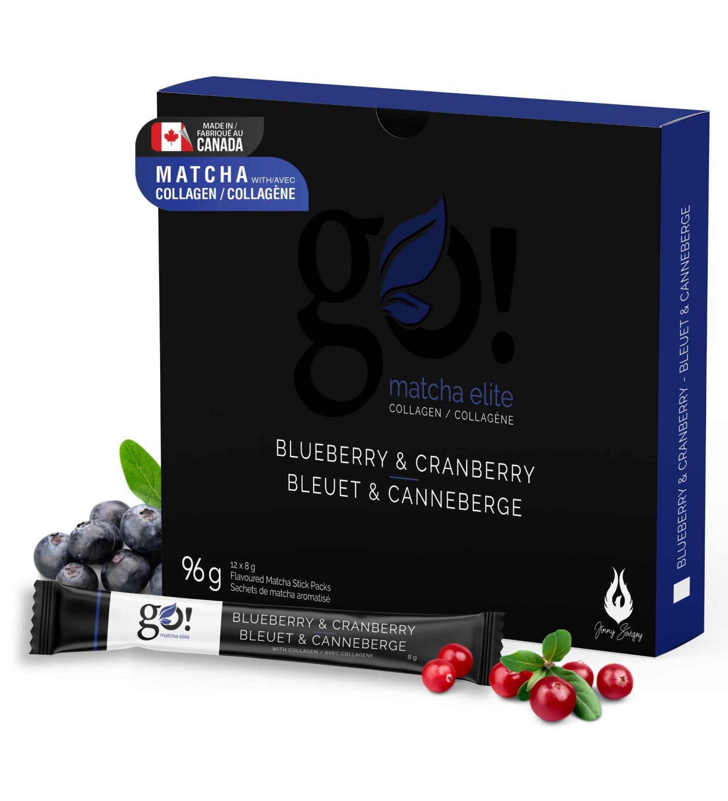 Jimmy Sevigny GoMatcha Matcha & Collagen Powder Sticks (12x8g) - Blueberry & Cranberry Easy Tasty & Nourishing. The Gift of Glow for the Holidays - Buy Online on GoSupps.com