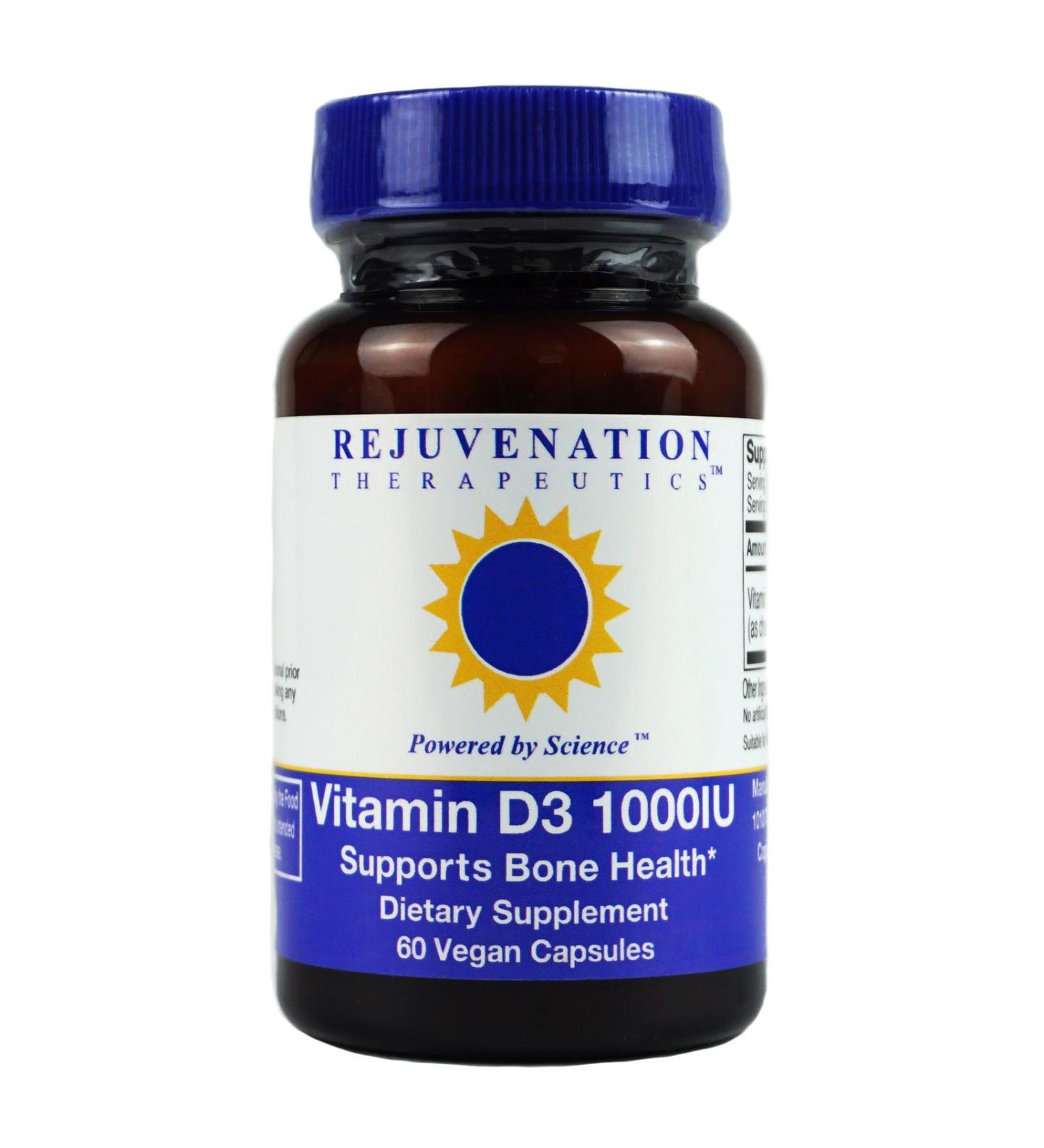 Rejuvenation Therapeutics Vitamin D3 - Bone Health Support (60 Vegan Capsules) - Buy Online on GoSupps.com