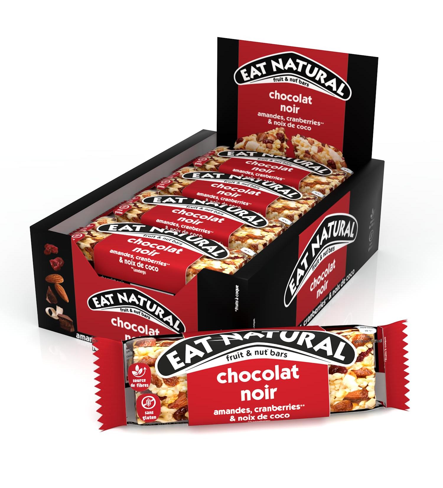 EAT NATURAL - Gluten Free Bars - Cranberries Almonds Coconut & Dark Chocolate - 12 x 40g Bars - Buy Online on GoSupps.com