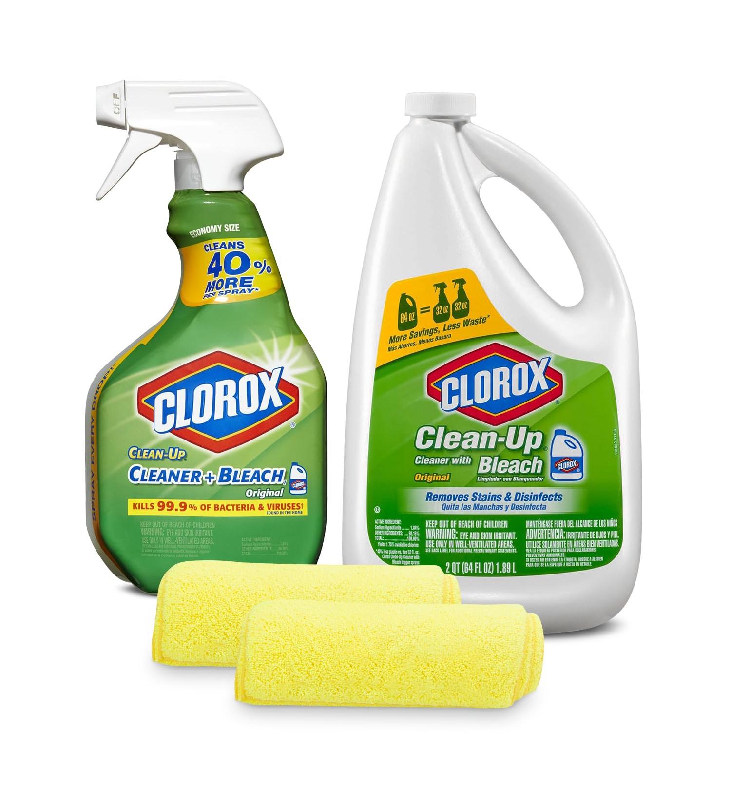 All Purpose Cleaner with Bleach - Original Scent | 64 FL OZ & Microfiber Spray | 32 FL OZ - Effective Disinfecting & Cleaning for Home & International Shipping - Buy Online on GoSupps.com