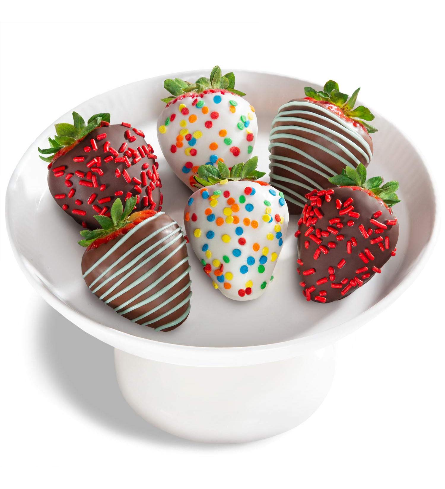 Happy Birthday Chocolate Covered Strawberries - 6 Pieces by Golden State Fruit - Buy Online on GoSupps.com