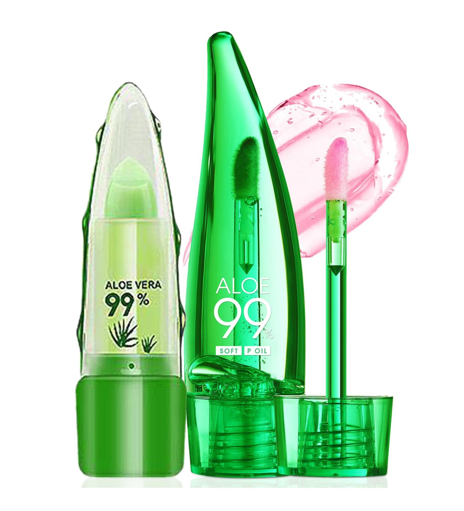 Boloshine Aloe Vera Lip Balm Set Magic Temperature Color Change Aloe Vera Lip Oil Lipgloss Long Lasting Natural Moisturizing Chapstick for Women Lip Dryness & Cracking Care - Buy Online on GoSupps.com