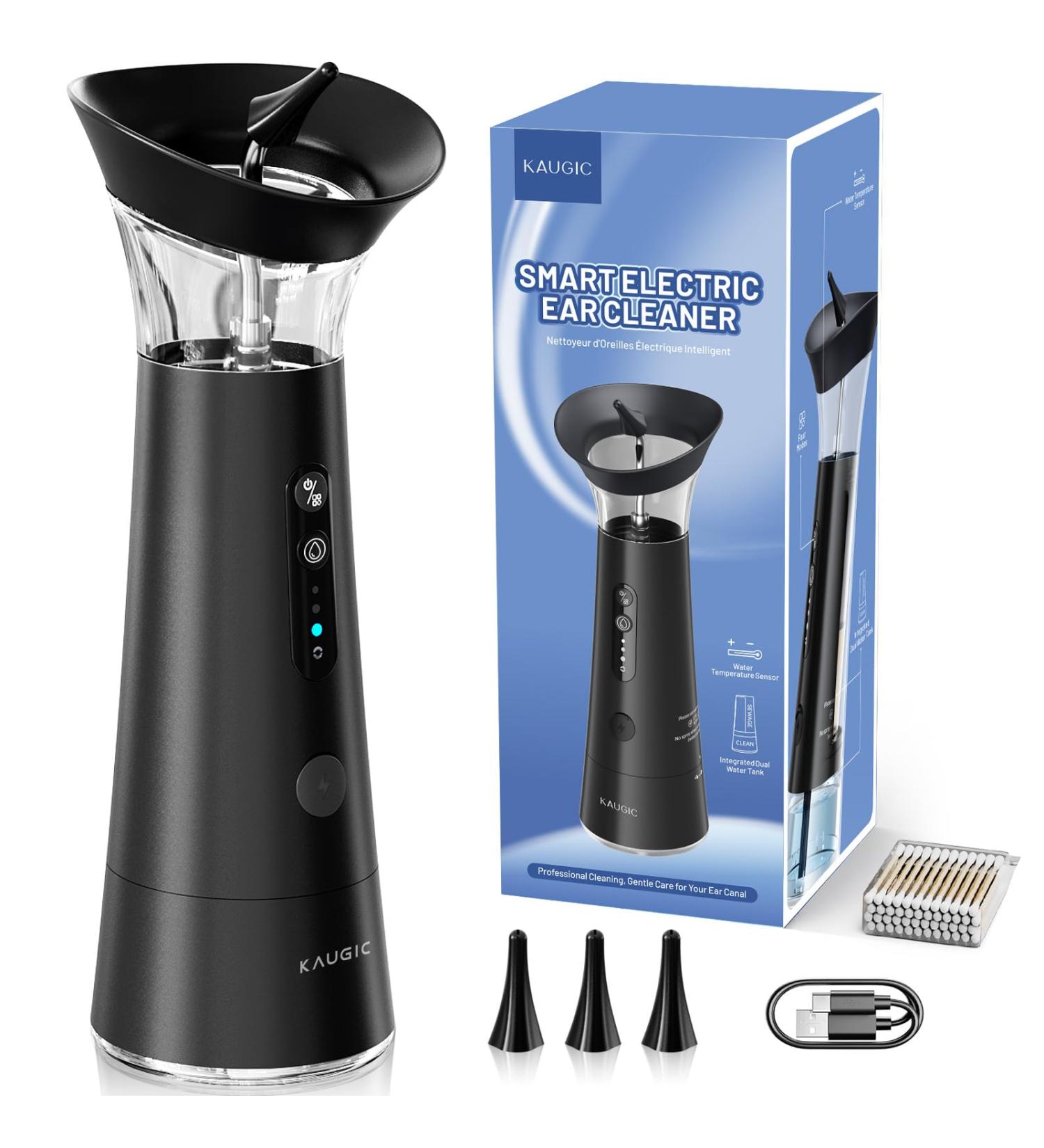 Ear Wax Removal with One-Piece Waste Tank FSA-HSA-Eligible Water Powered Ear Cleaner Electric Ear Cleaning Kit with Water Temperature Sensor Ear Irrigation Flushing System Black - Buy Online on GoSupps.com