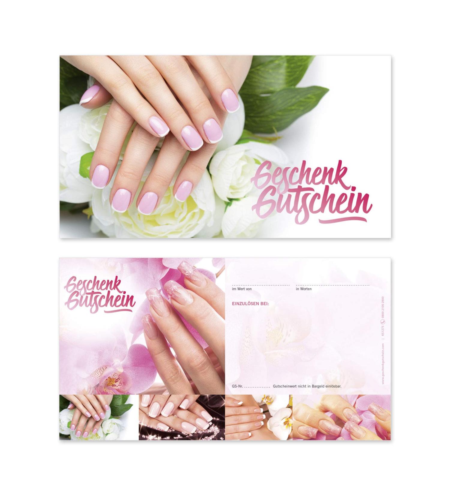 Gift vouchers Com by PoS-Hauer 50 high-quality voucher cards gift vouchers.Highly glossy.Vouchers for nail studio nail design nails manicure.KS1275