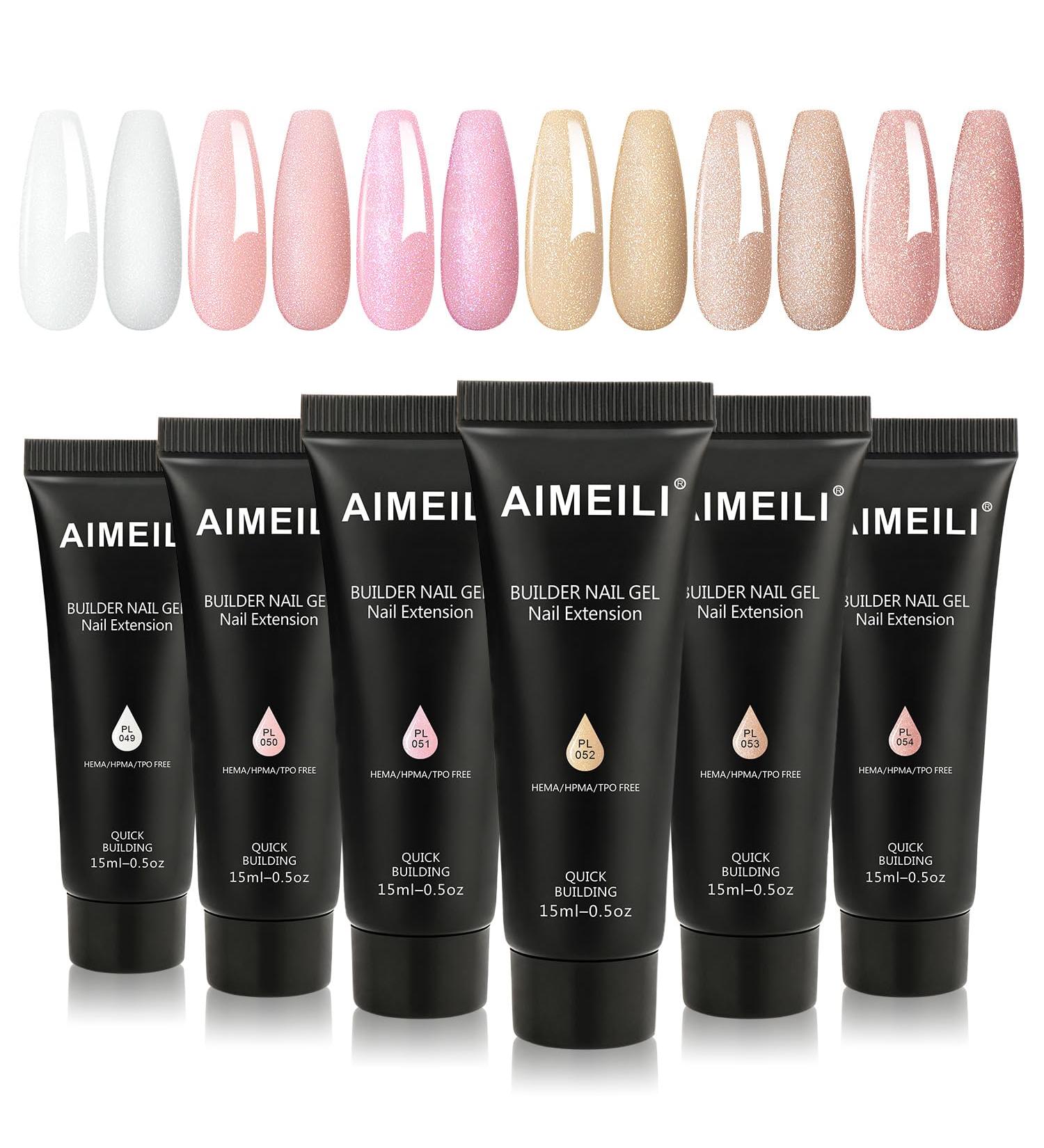 AIMEILI Builder Nail Gel Kit 6 Colours 15ml - UV LED Nail Extension Gel Set - Buy Online on GoSupps.com