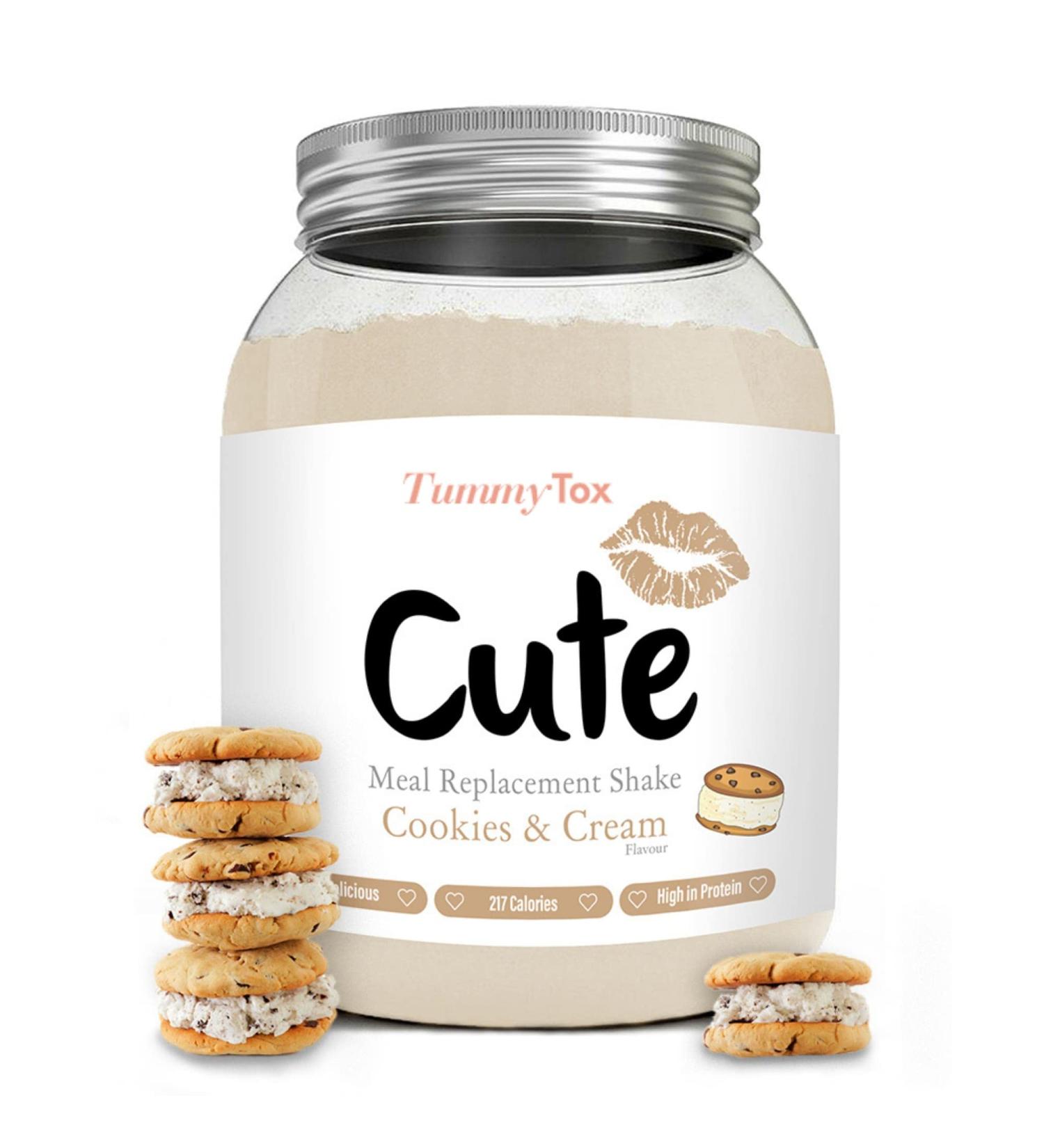 Cute Nutrition Cookies & Cream Meal Replacement Shake - High Protein with Vitamins & Minerals - 500g + Bonus E-book by TummyTox - Buy Online on GoSupps.com