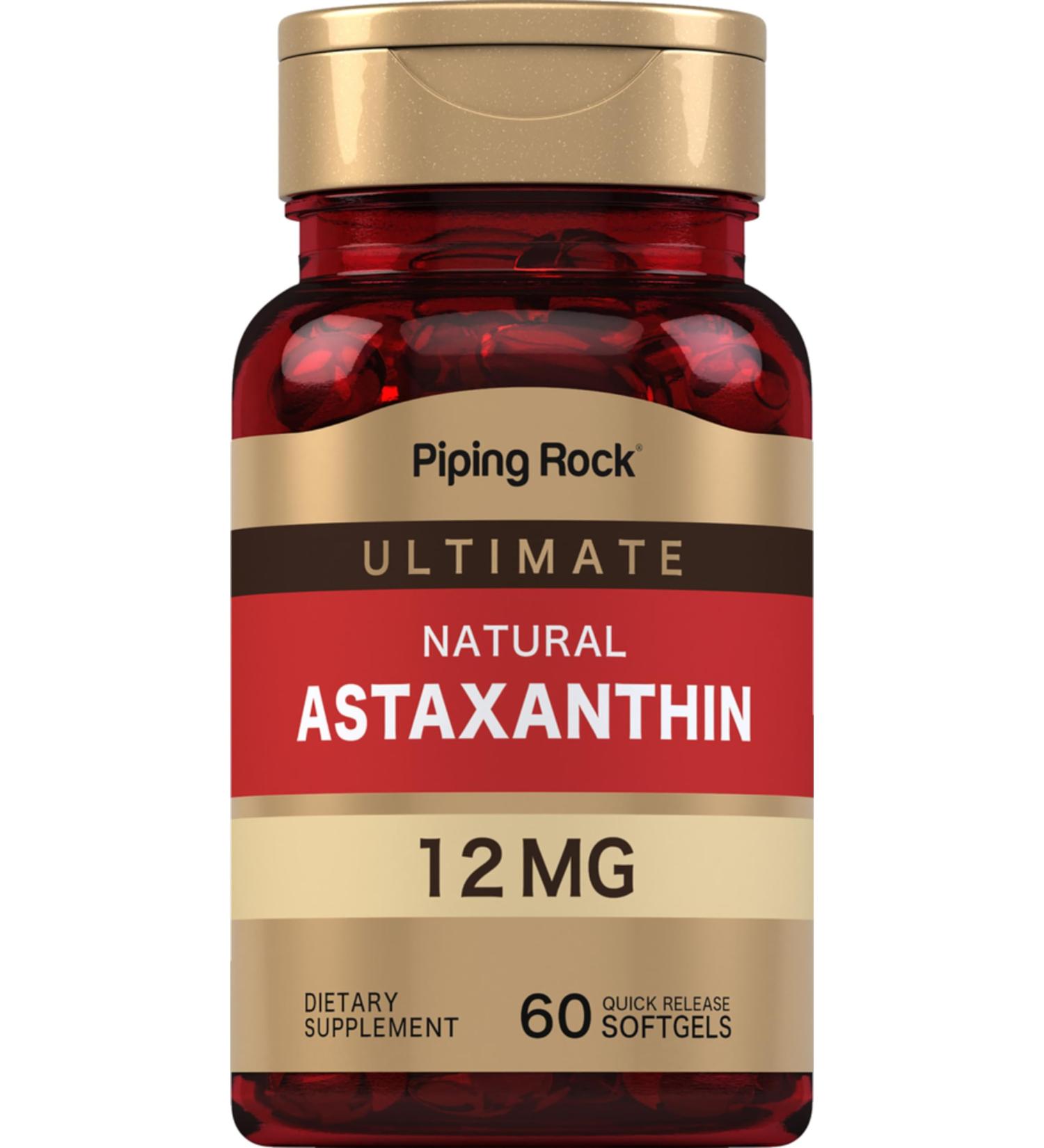 Piping Rock Astaxanthin 12mg | 60 Quick Release Softgels | Extract Supplement | Gluten Free Non-GMO - Buy Online on GoSupps.com