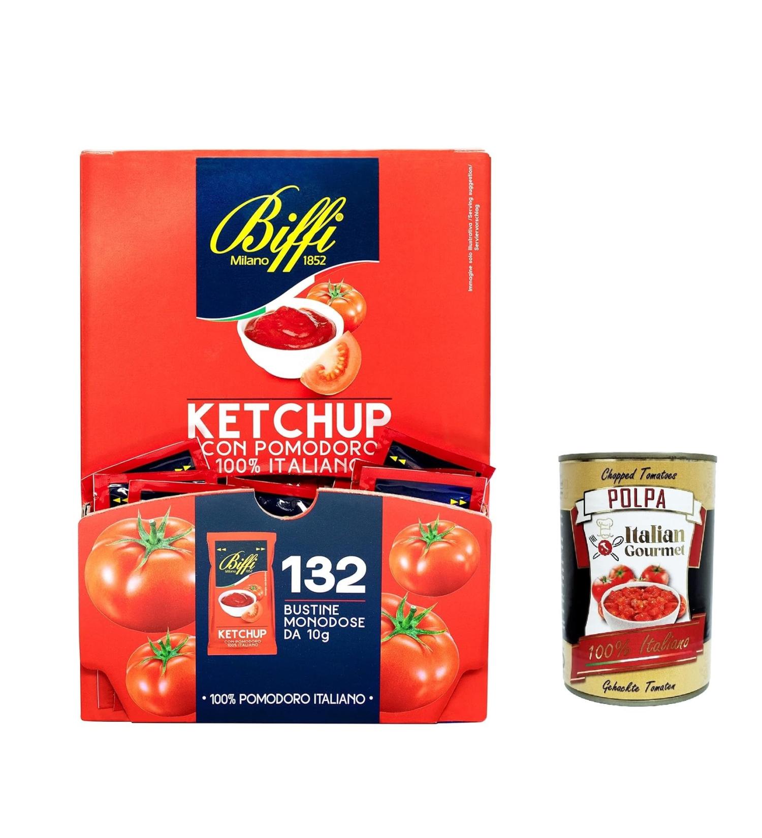  Italian Gourmet E.R. Biffi 132 Pack of 3 Ketchup Sauces 10g Ideal for chips hamburger buns and sandwiches + Italian gourmet polpa 400g - Buy Online on GoSupps.com
