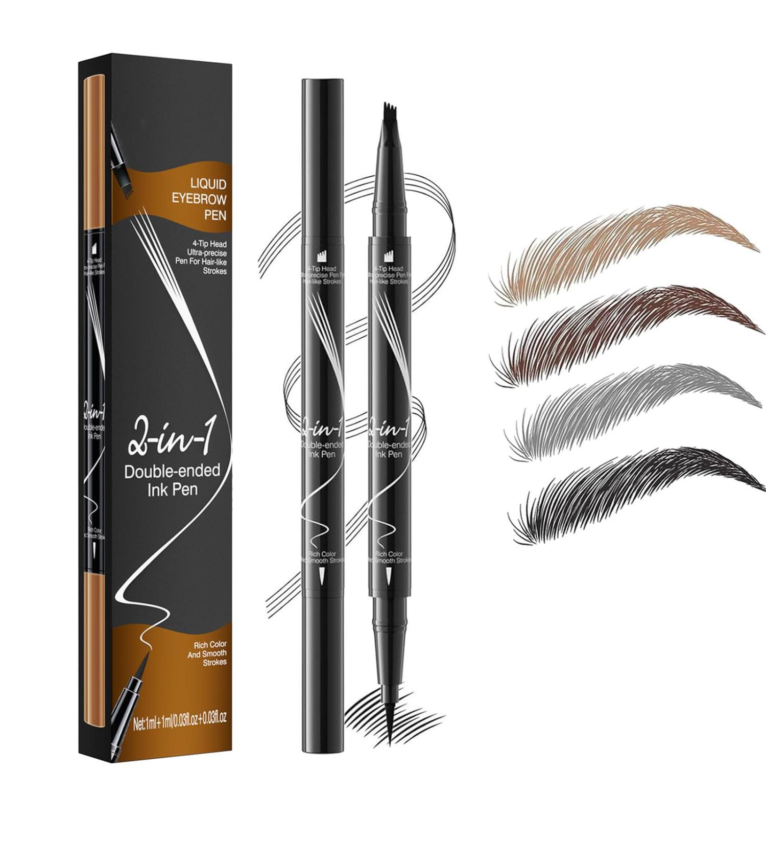 Trailott Eyebrow Pen Trailott Microblading Eyebrow Pen Trailott Brow Pen 2in 1 Liquid Eyebrow Pencil Double Head Liquid Eyebrow Pencil for Natural Makeup All Day (Black) - Buy Online on GoSupps.com