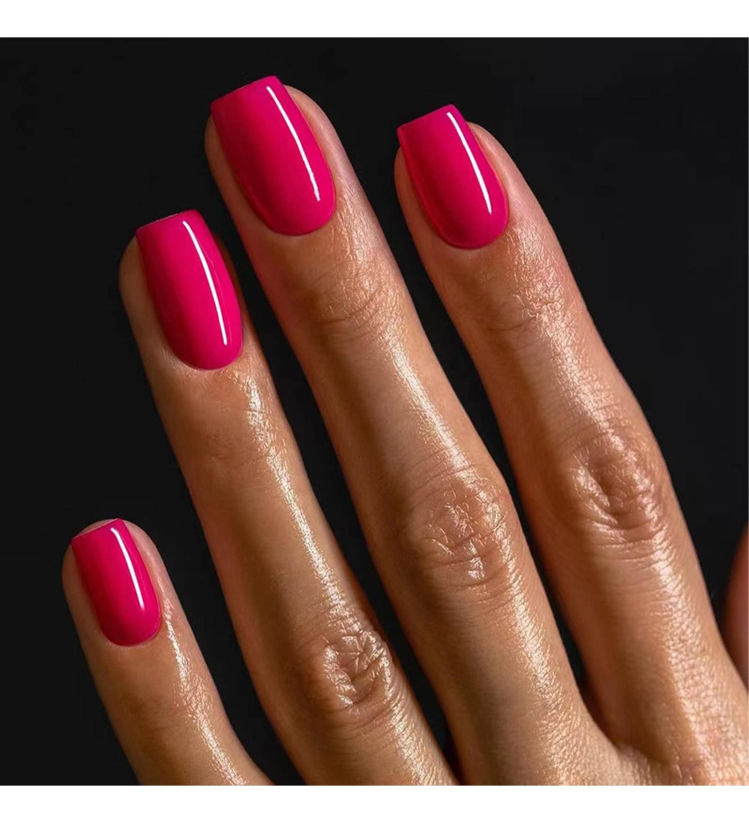 24pcs Short Square False Nails | Rosy Press-On Nails for Women & Girls | Removable Glue-On Fake Nails | Nail Art Accessories - Buy Online on GoSupps.com