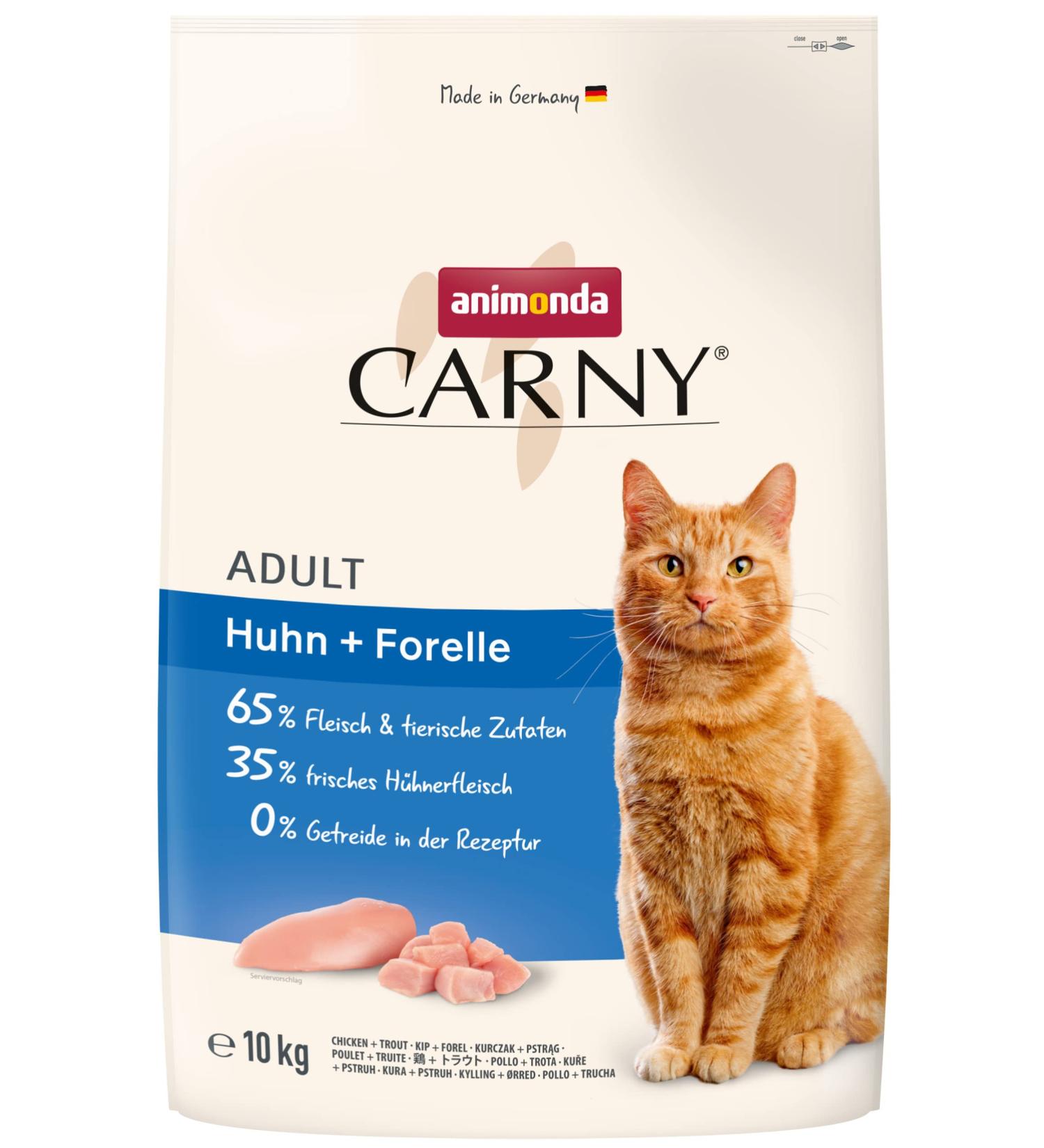 Animonda carny cat food adult - dry food cat sugar -free and without grain - with chicken + trout 1 x 10 kg chicken + trout 10 kg (1 Pack)