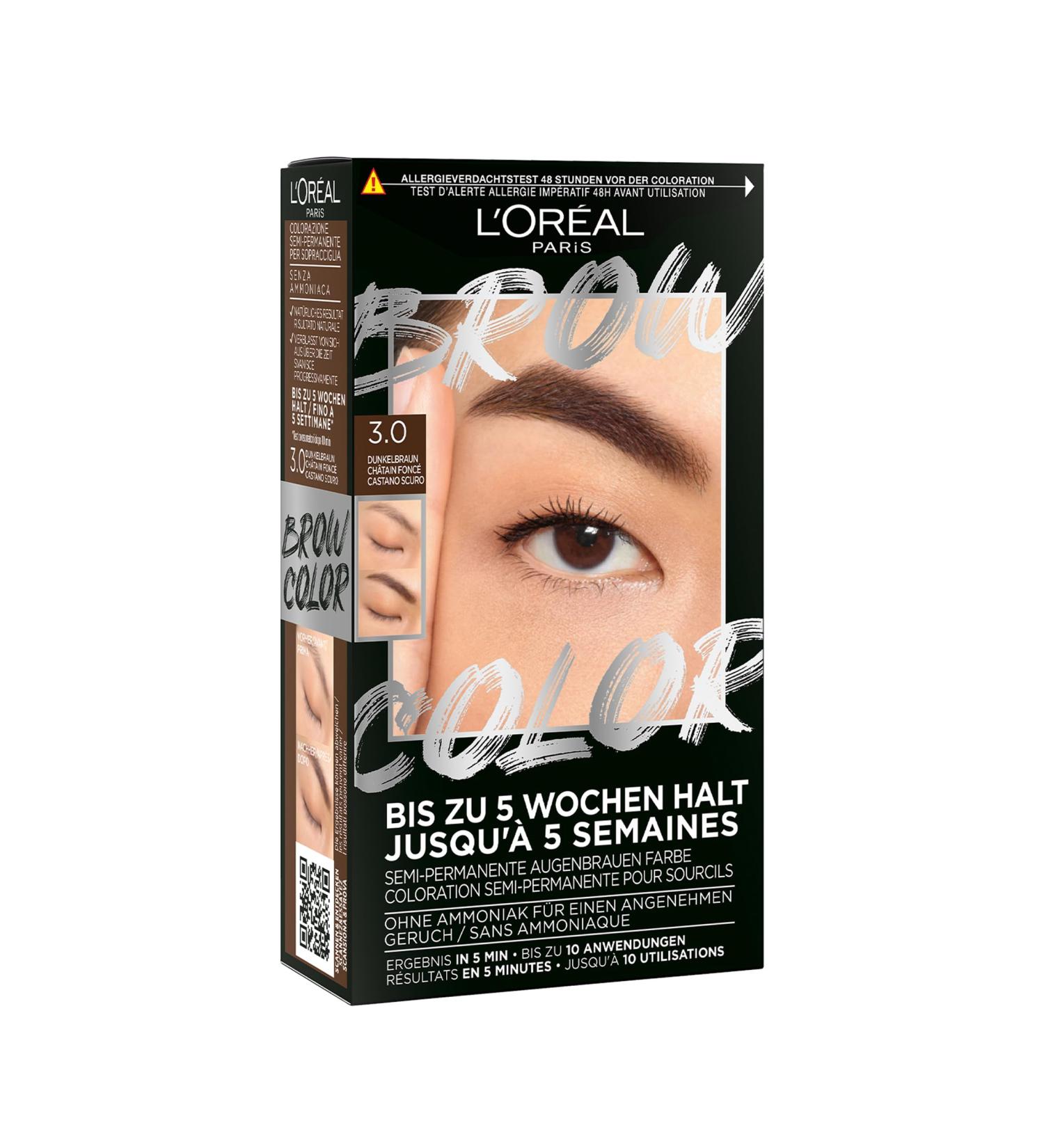 L'Or al Paris Ammonia-Free Eyebrow Color - Dark Brown 3.0 | 10 Applications for Radiant Brows - Shop Internationally! - Buy Online on GoSupps.com