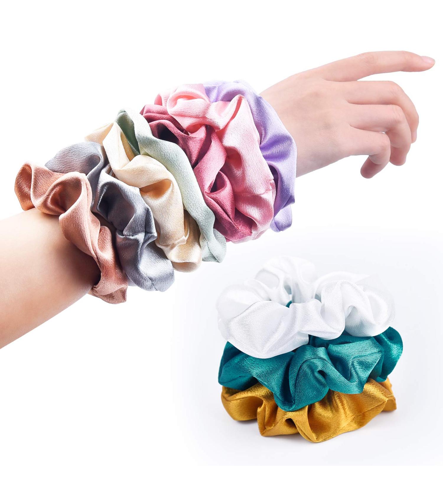 CEELGON Satin Silk Hair Scrunchies 10 Pack - Pastel Color | Big Hair Ties - Buy Online on GoSupps.com