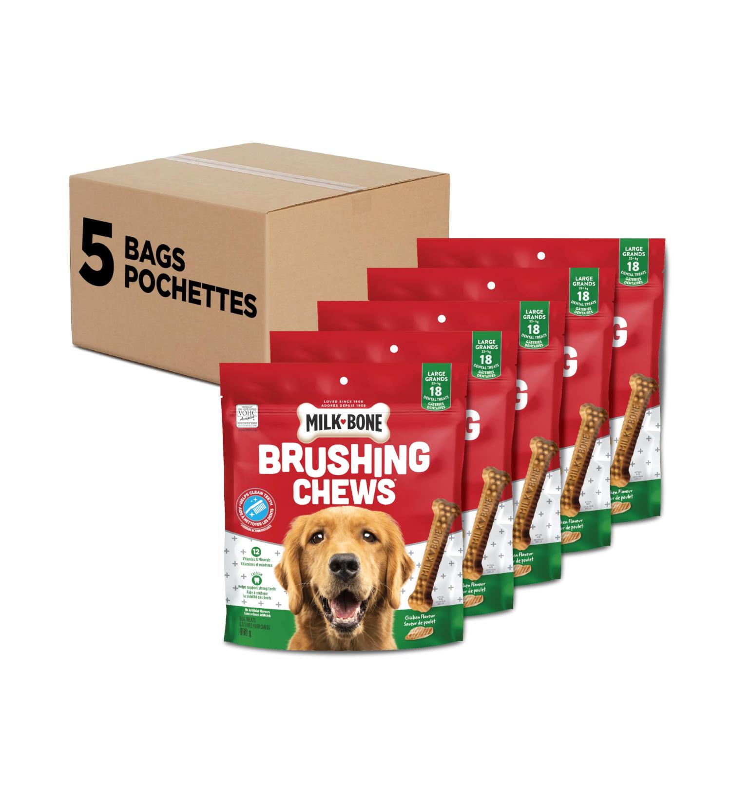 Milk-Bone Brushing Chews Dental Treats for Large Dogs Daily Oral Care 90 Treats (Pack of 5) 90 Treats (Pack of 5) Large Dog - Buy Online on GoSupps.com