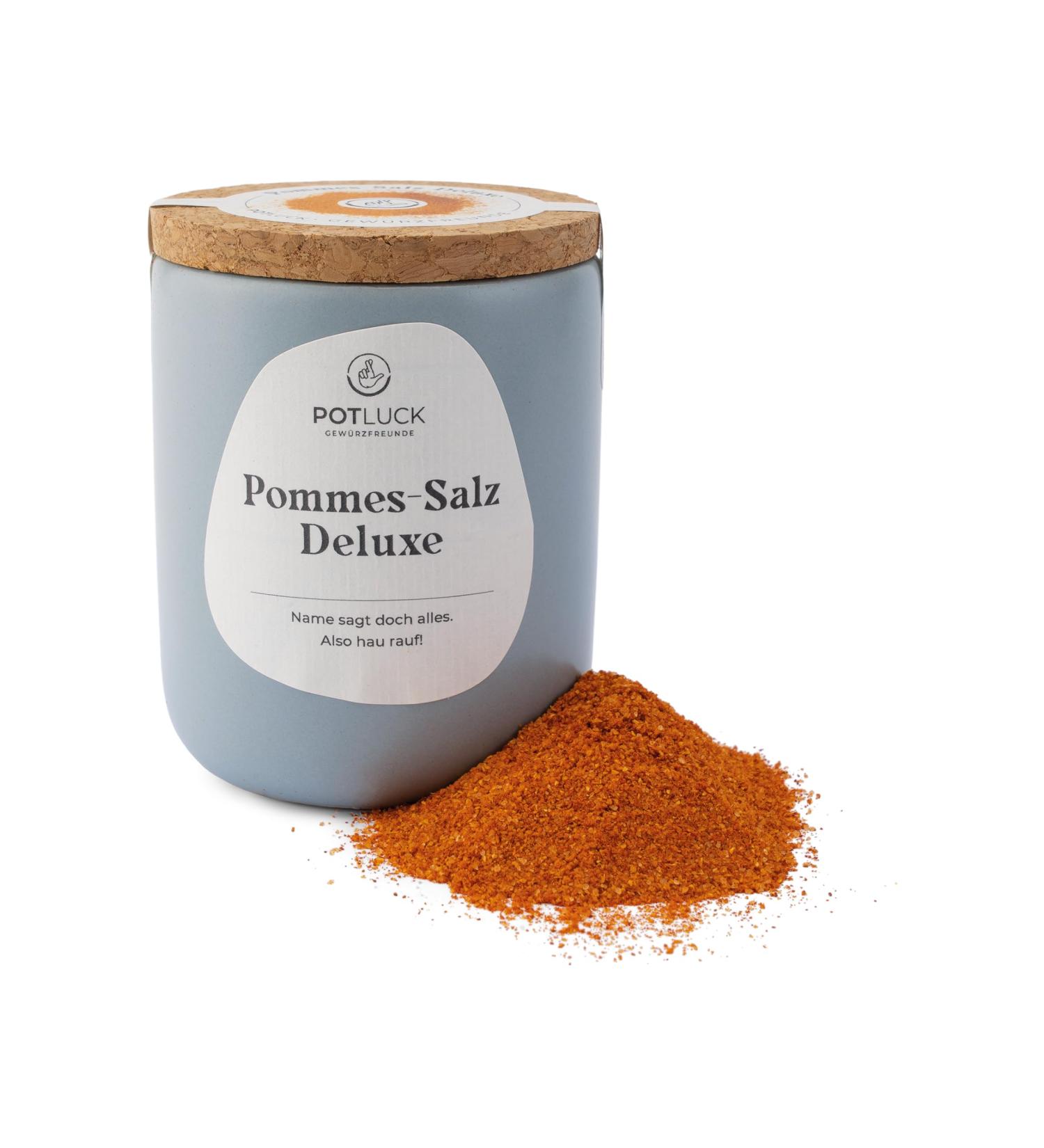 Potluck French Fries Salt Deluxe | Vegan & Gluten-Free Spice Mix in Ceramic Pot | 90g Natural Ingredients - Buy Online on GoSupps.com