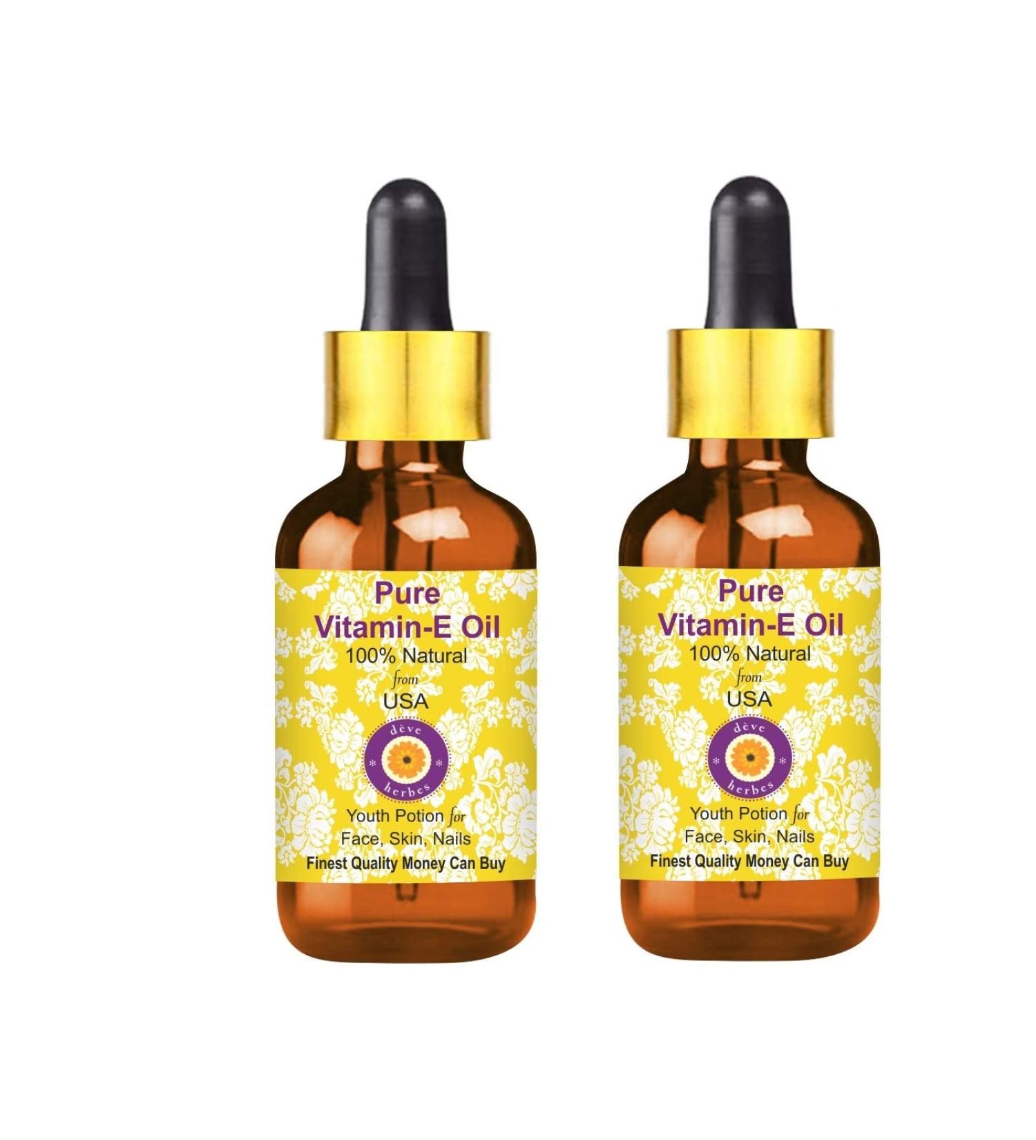Deve Herbes Pure Vitamin E Oil with Glass Dropper Pack of Two 100ml X 2 6 oz - Buy Online on GoSupps.com