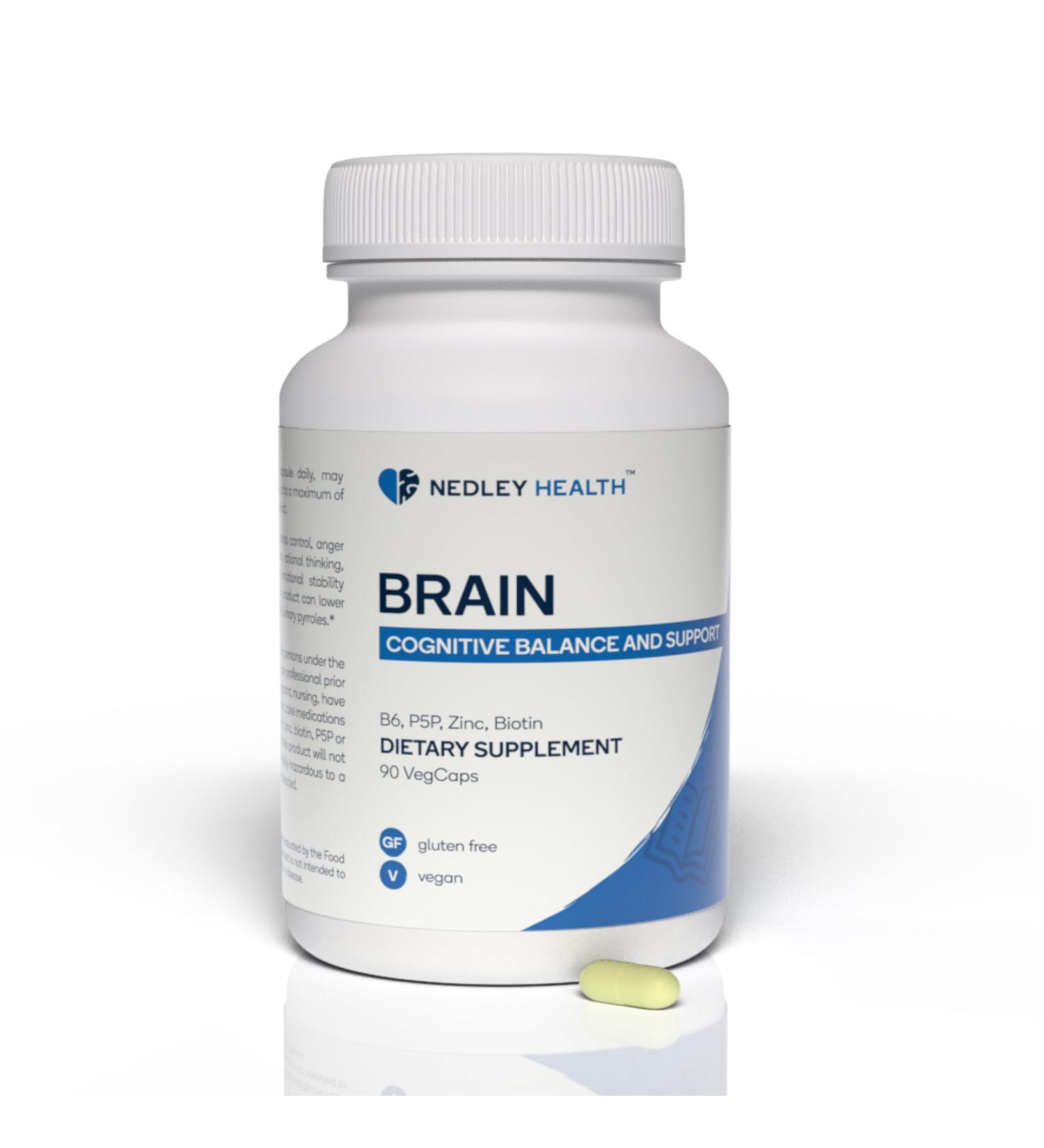 Brain - Balanced Neurotransmitter Support Supplement - Zinc B6 Biotin for Cognitive Function - 90 Veggie Capsules (Brain) Brain 1 Count (Pack of 90) - Buy Online on GoSupps.com
