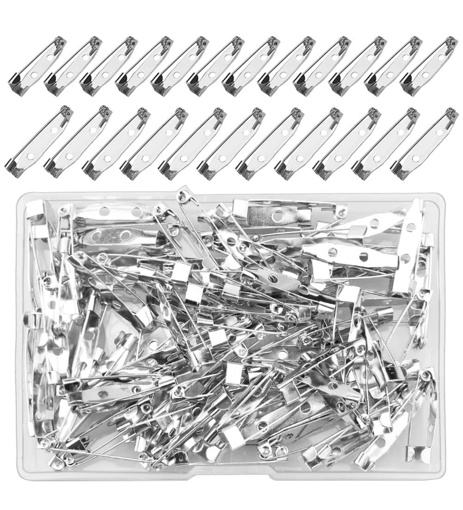 100 Pcs Silver Bar Pins Brooch Clasp Pin Backs for Name Tags & Jewelry Making - Mother's Day Gift (25MM/30MM) - Buy Online on GoSupps.com