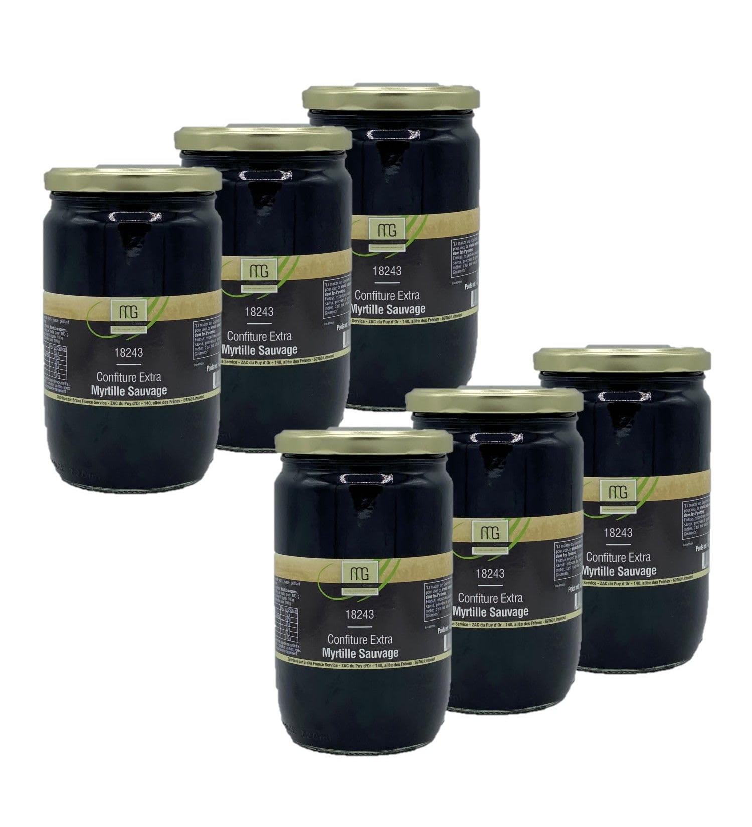 Lot of 6 Wild Blueberry Jam - Maison des Gourmets - 850g jar
