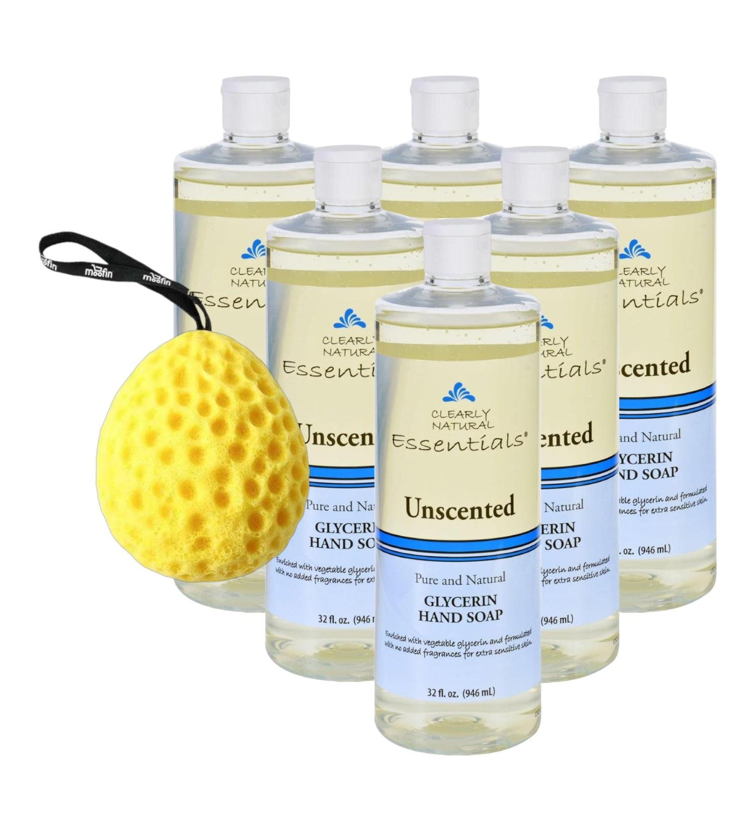 Essentials Unscented Glycerine Soap Refill - 2 lbs Gentle for Sensitive Skin Pack of 6 with Bath Sponge - Economical Hand Soap for All - Buy Online on GoSupps.com