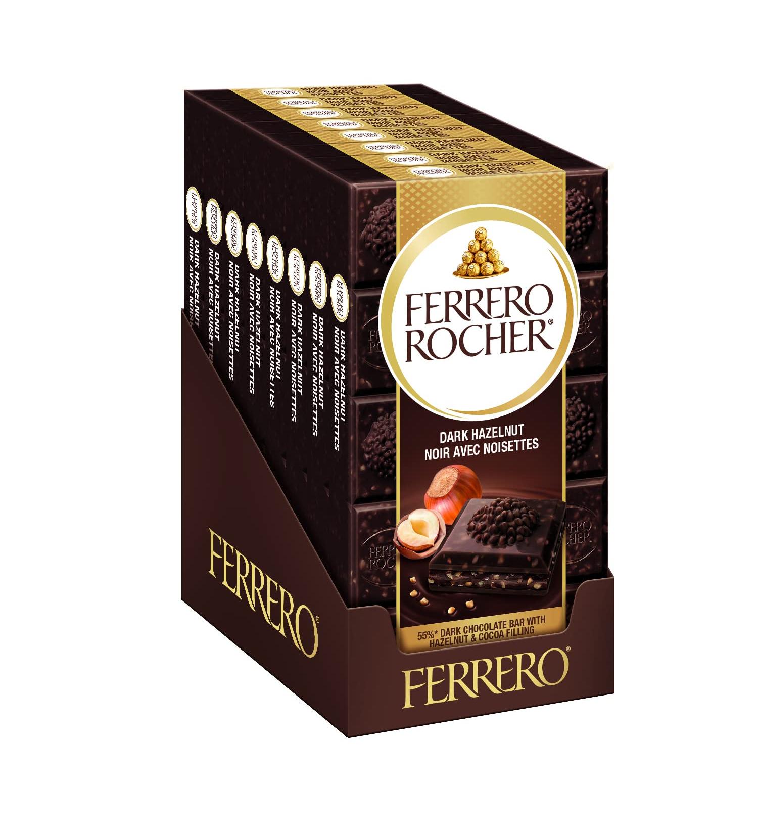 FERRERO ROCHER Premium Chocolate Bar Dark Chocolate and Hazelnut Bar 8 bars 720g Dark Hazelnut - Buy Online on GoSupps.com