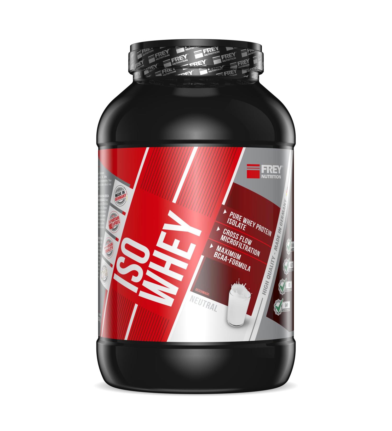 Frey Nutrition ISO WHEY 2300g - Low Fat Low Sugar Protein Powder | 25% BCAA Muscle Support Lactose-Free - Buy Online on GoSupps.com