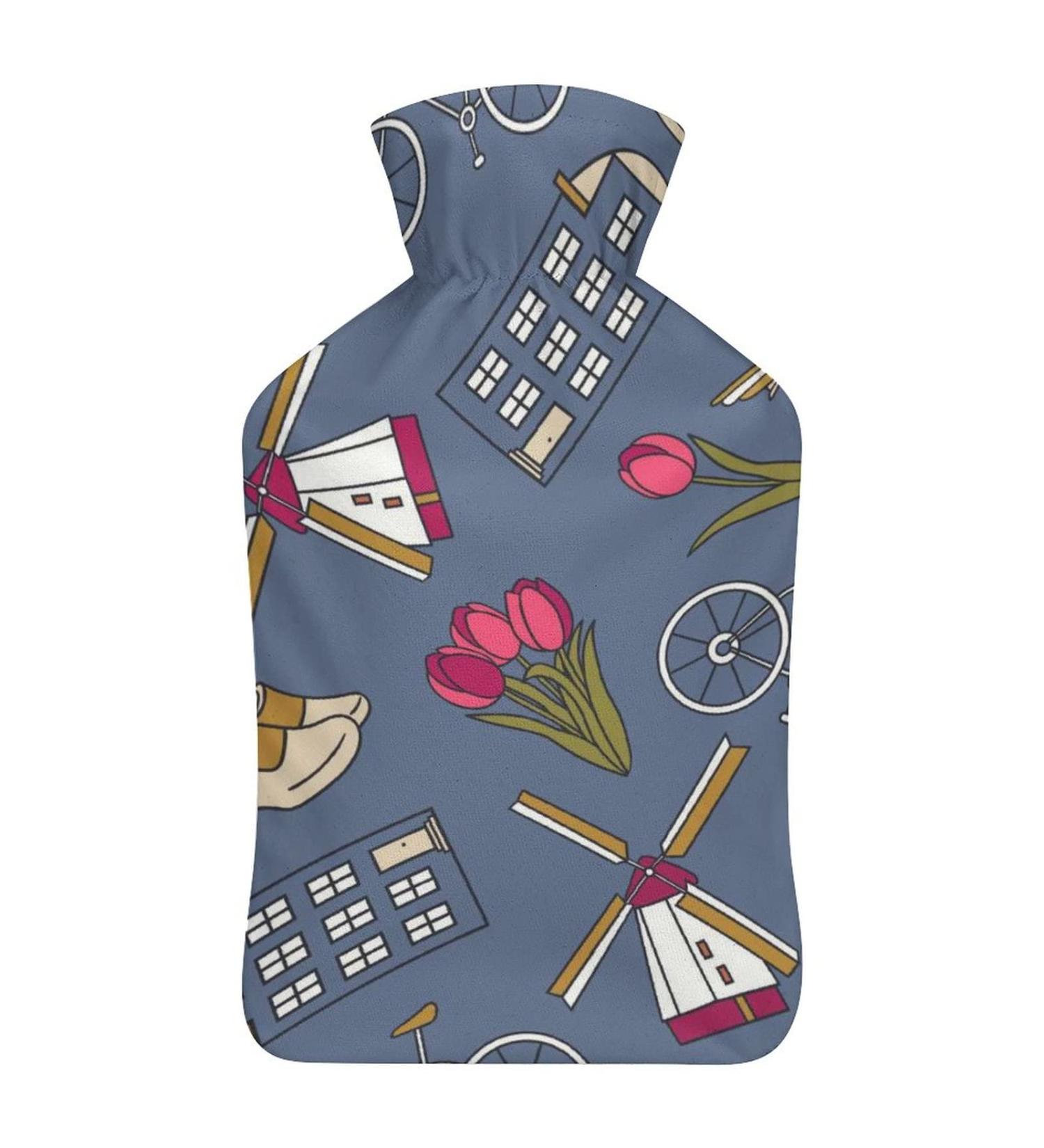 City Hot Water Bottle with Plush Cover | Hand Warmer for Adults & Children - 26.5x15.3cm | International Shipping Available - Buy Online on GoSupps.com