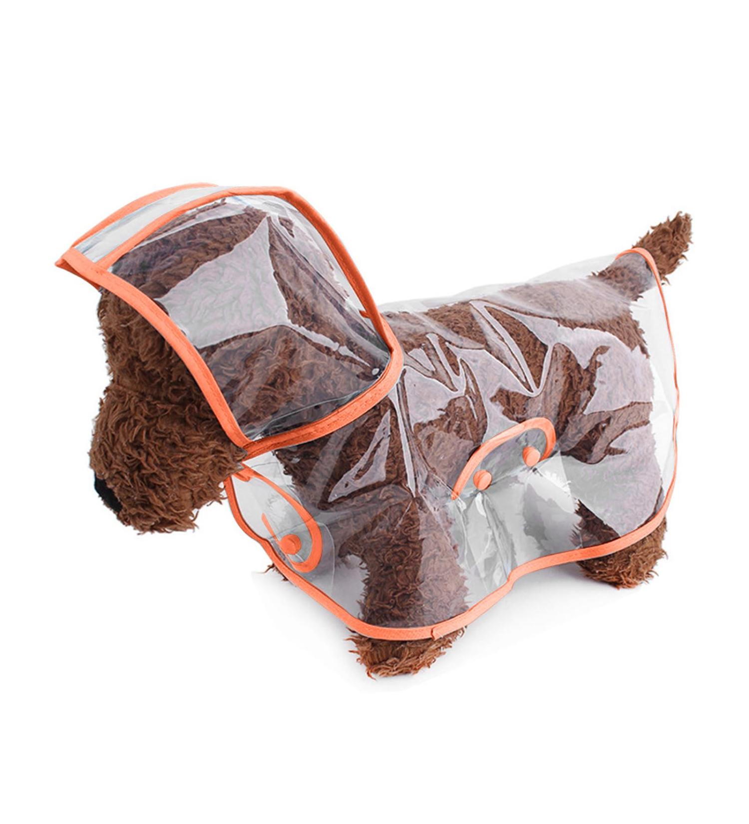 Petcute Waterproof Dog Raincoat with Hood | Transparent Breathable PVC Coat for Medium & Large Dogs - XS Orange - Buy Online on GoSupps.com