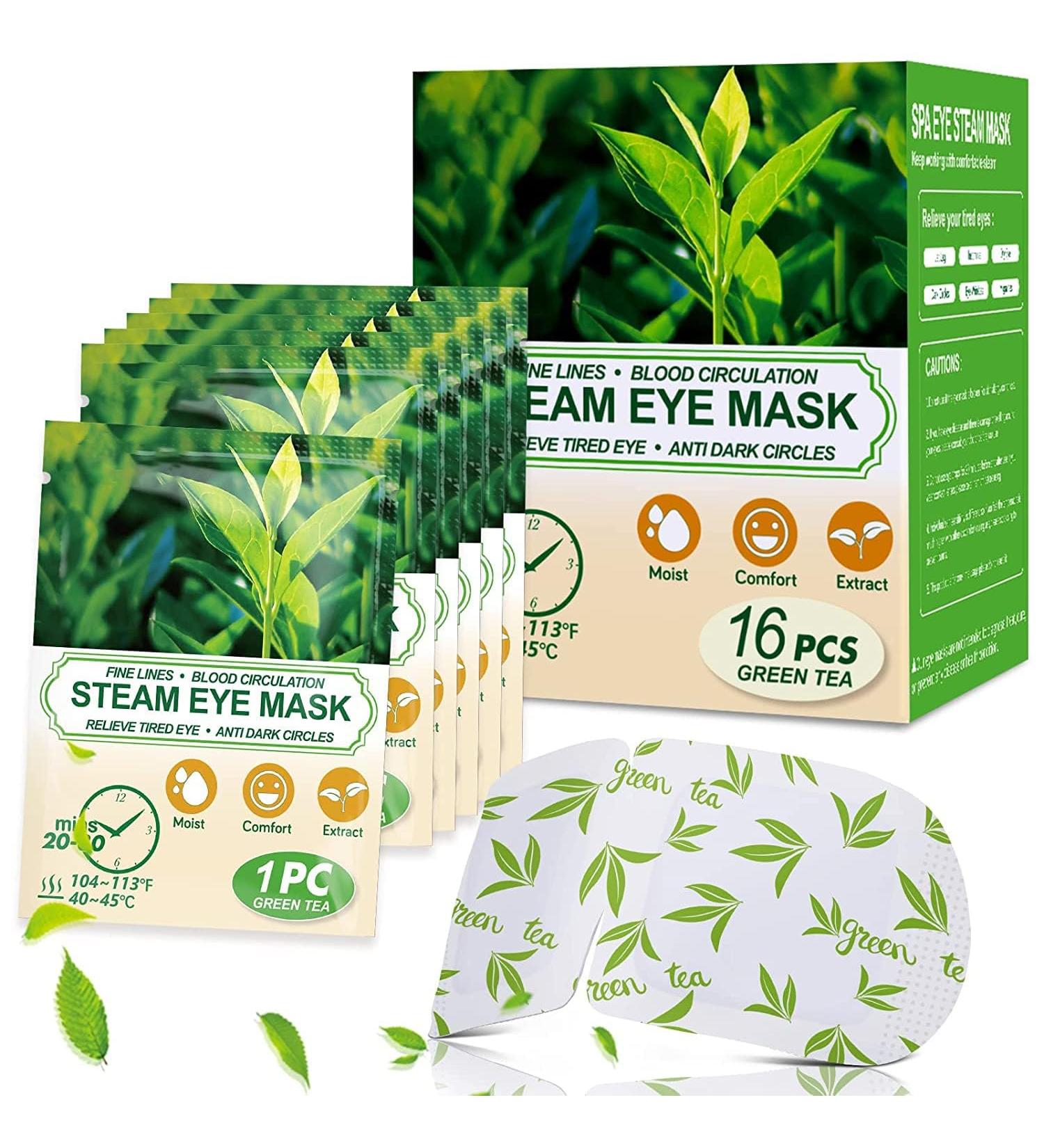 Heated Eye Mask for Fast Dry Eye Relief - 16 Pack Self-Heating Eye Masks - Travel Ready Eye Treatment - Green Tea Scent - Buy Online on GoSupps.com