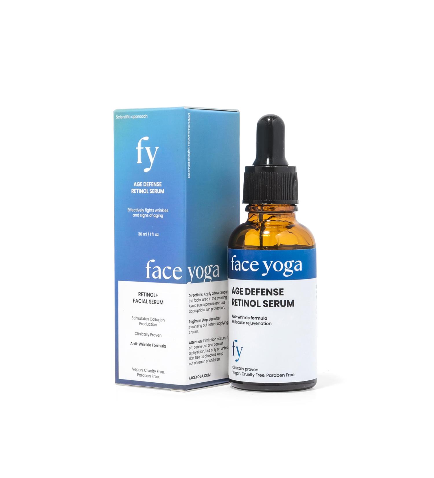 Face Yoga Age Defense Retinol Serum - Anti-Aging Hydrating and Nourishing Formula for Youthful Skin Anti Aging Vegan Face Serum for Wrinkles Fine Lines Dark Spots Acne Scars - Buy Online on GoSupps.com
