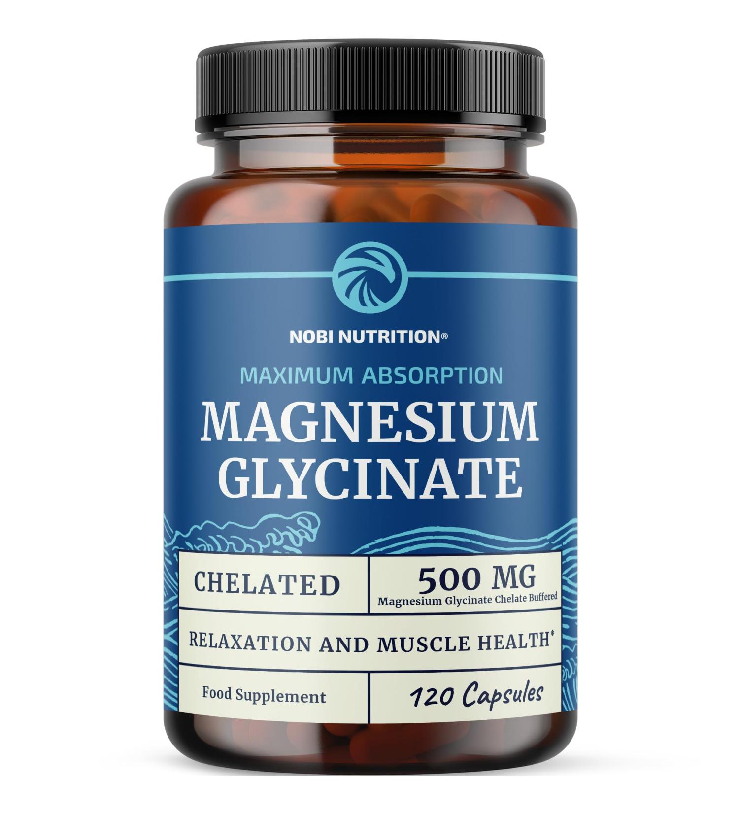 Magnesium Glycinate 500mg | Chelated for High Absorption | Muscle Relaxation Bones Heart Nerve Rest & Calm Support for Women & Men | Magnesium Chelate Supplement & Bisglycinate Complex | 120ct Magnesium 500 - Buy Online on GoSupps.com