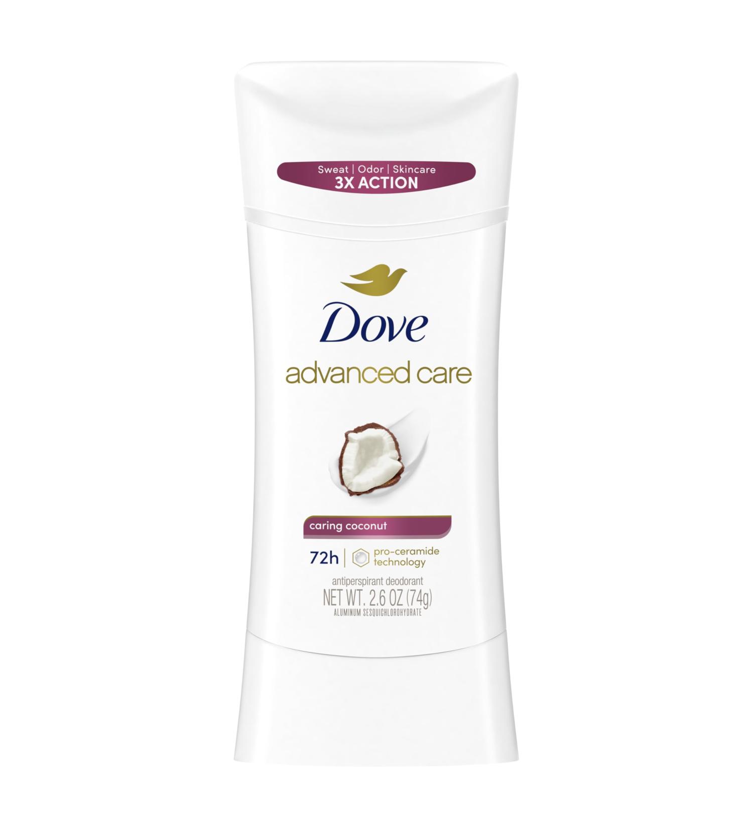 Dove Advanced Care Antiperspirant Deodorant Stick Caring Coconut for Helping Repair Skin Barrier After Shaving with 72-Hour Sweat & Odor Protection 2.6 oz 2.6 Fl Oz (Pack of 1) Coconut - Buy Online on GoSupps.com