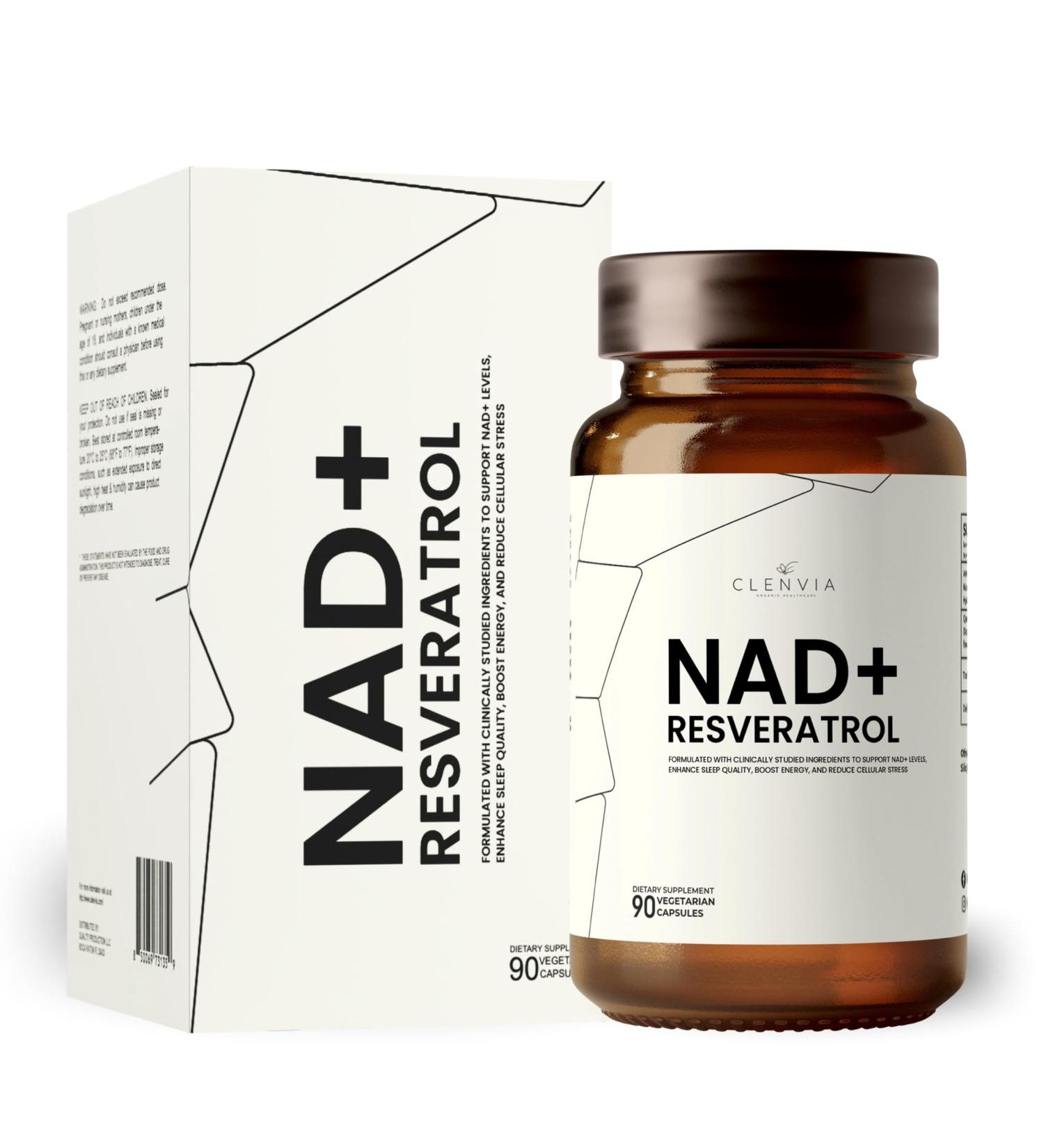 NAD+ Supplement with Resveratrol 900mg Advanced NAD+ Complex 500mg Nicotinamide Riboside, 150mg Quercetin Phytosome, 150mg Trans-Resveratrol 90 Vegan Capsules USA Made, Third-Party Tested - Buy Online on GoSupps.com