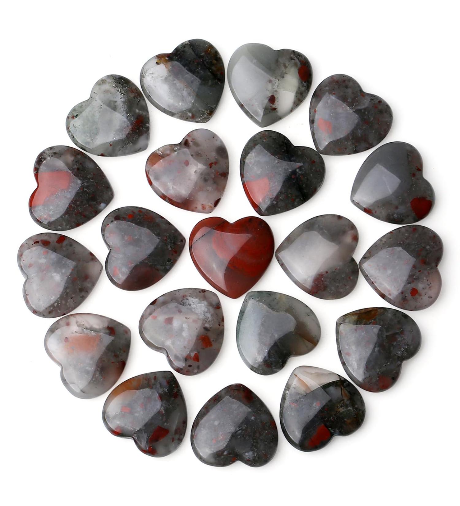 MAIBAOTA Dragon Blood Stone Healing Crystals Gemstones Pocket Gifts Heart-Shaped Nature Spiritual Energy for Women Men Reiki Divination Balancing Yoga Meditation 10PCS - Buy Online on GoSupps.com