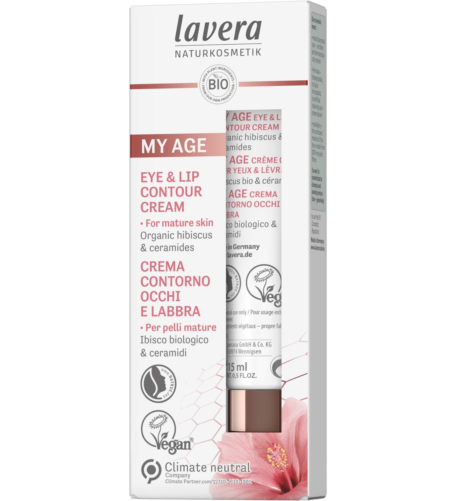 Lavera Organic My Age Eye & Lip Contour Cream 0.51 fl oz - Natural Anti-Aging Treatment - Buy Online on GoSupps.com
